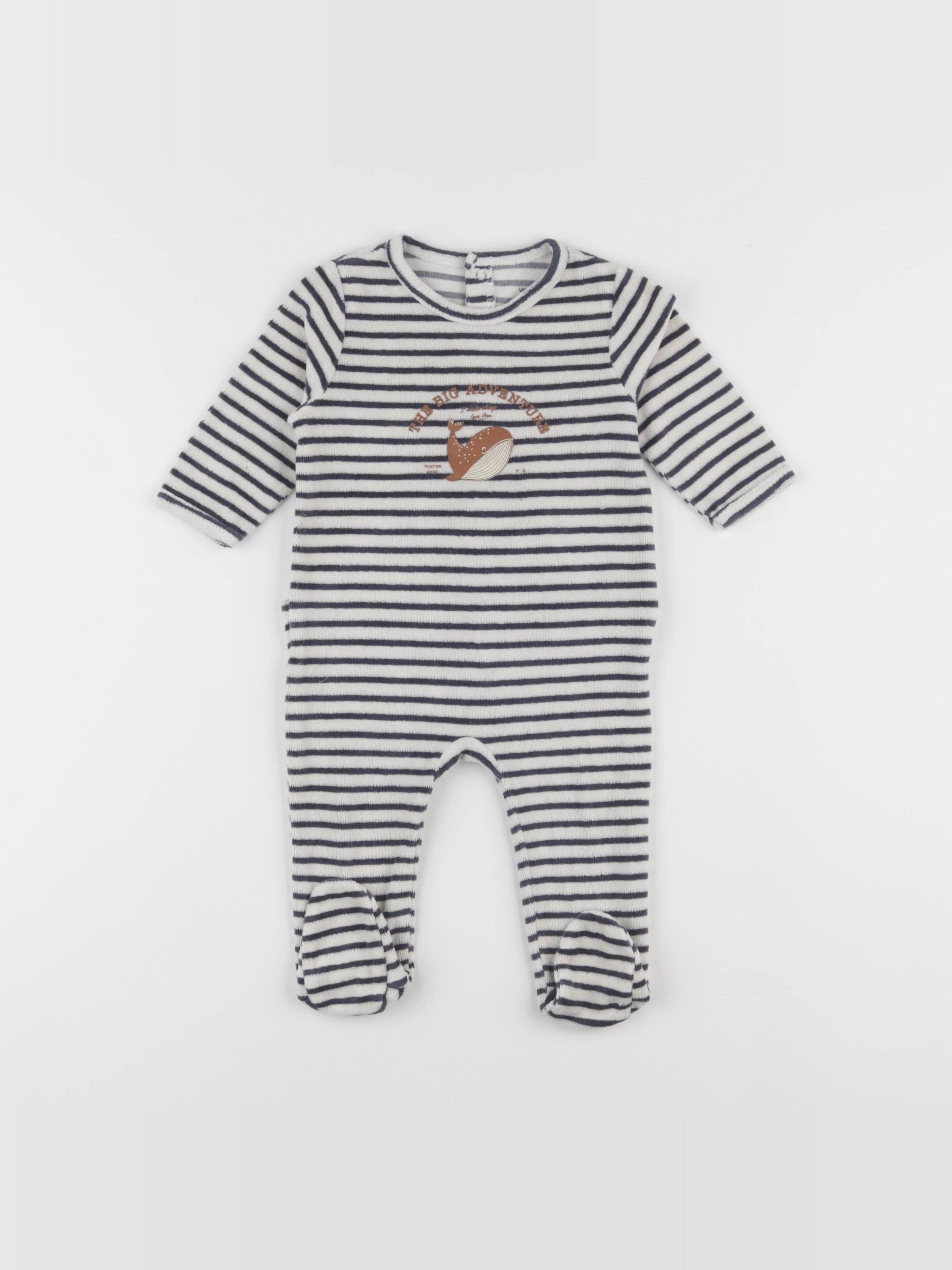 Vertbaudet - pyjama velours bleu - 6 mois