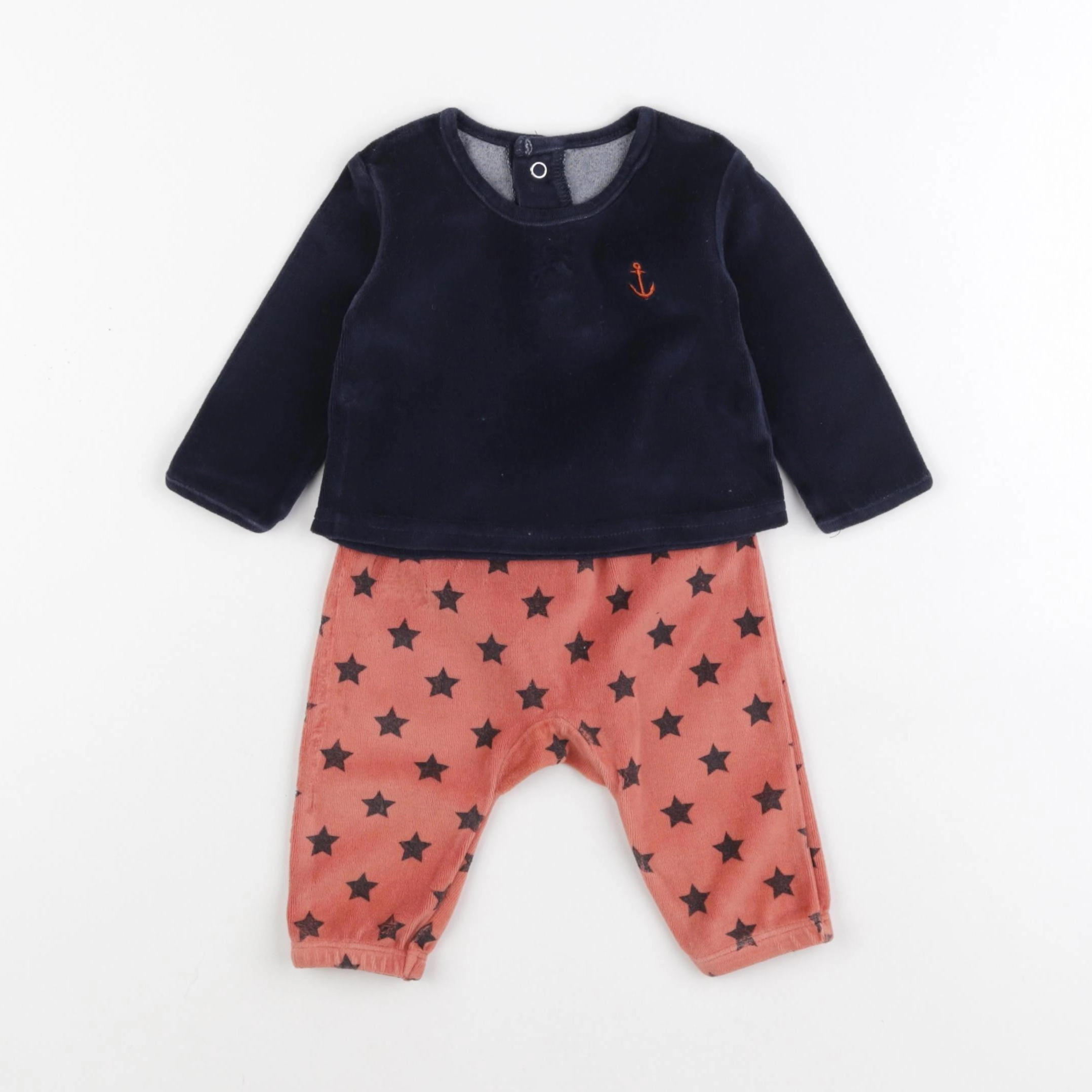 La Redoute - pyjama velours bleu - 3 mois