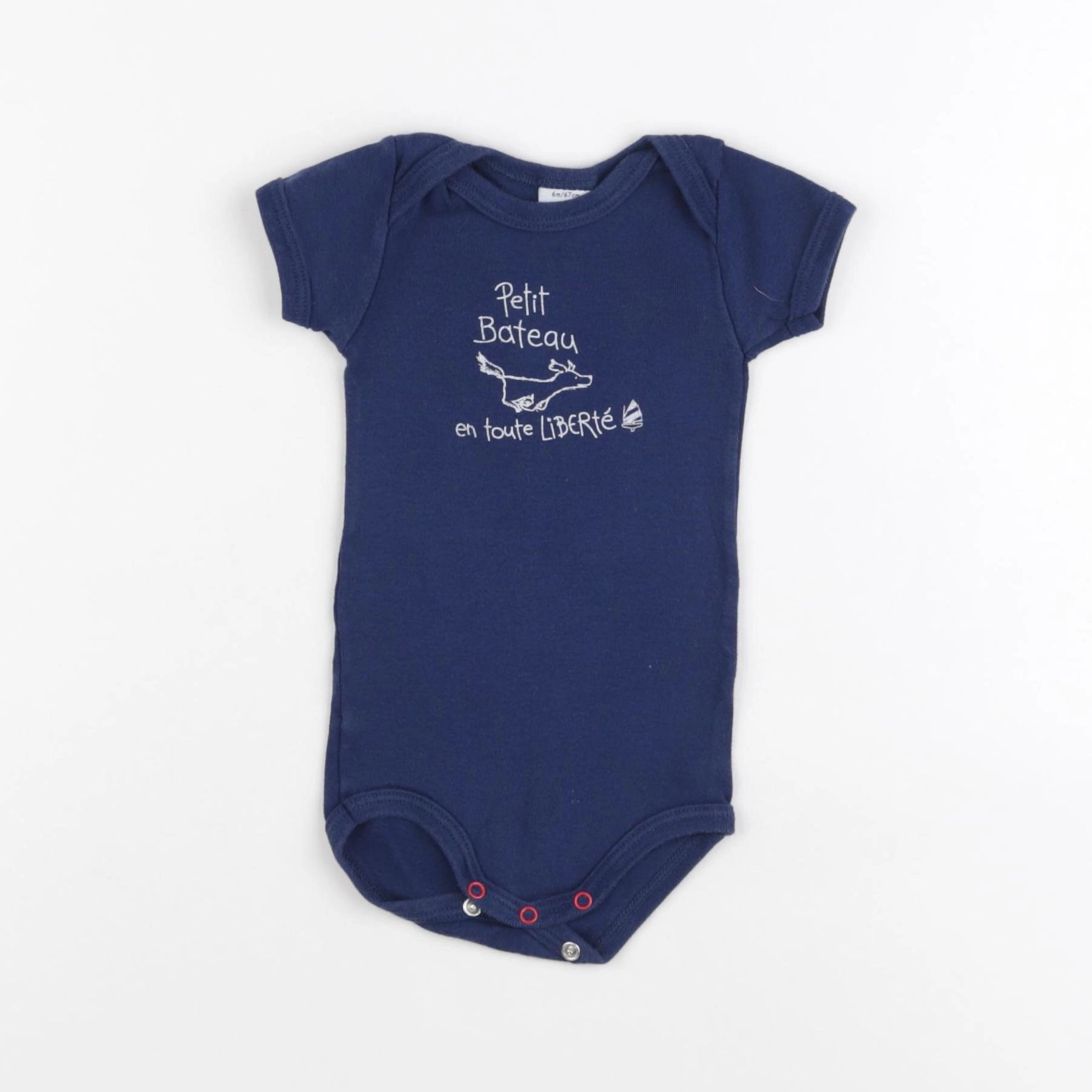 Petit Bateau - body bleu - 6 mois