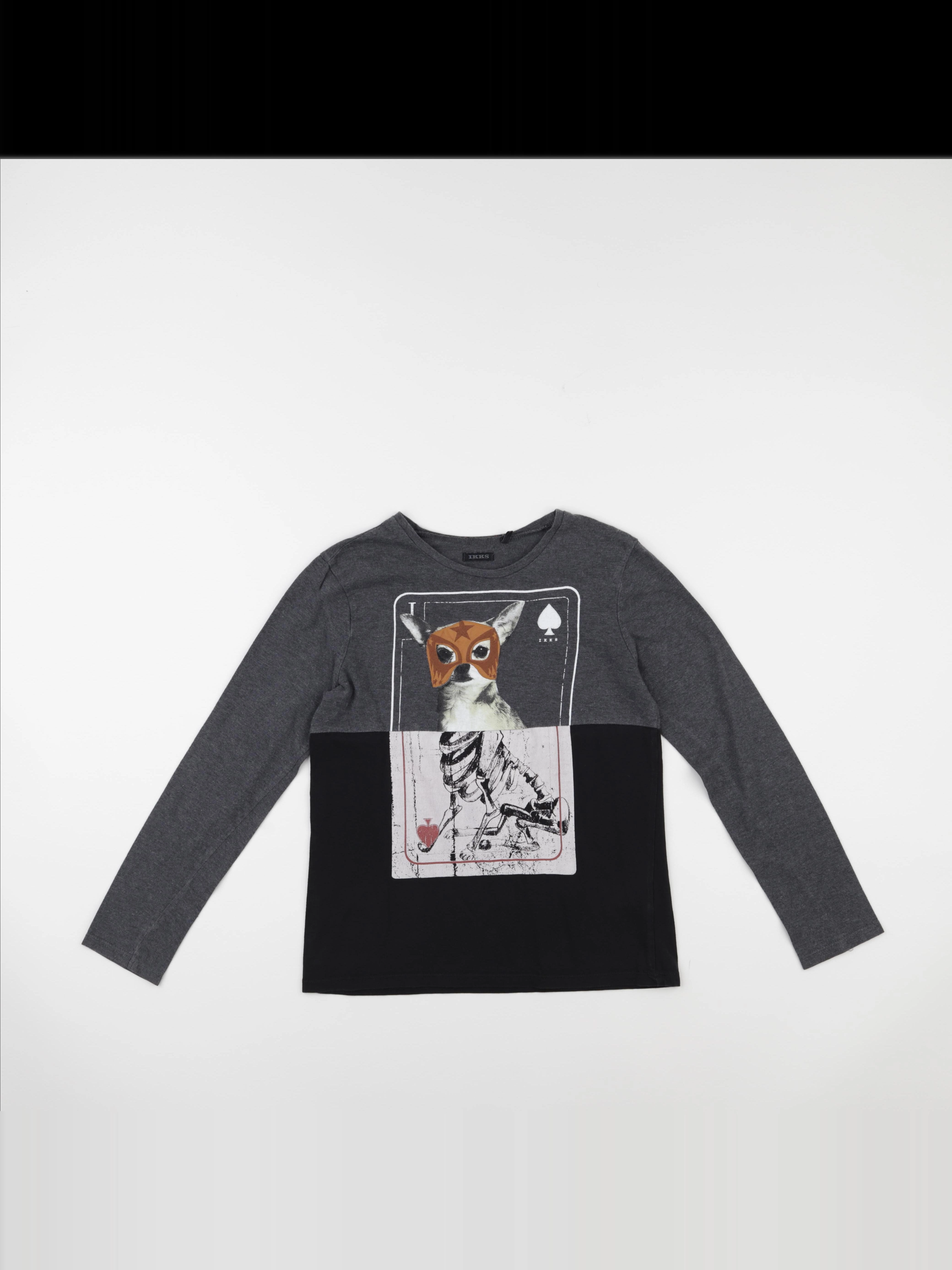 IKKS - tee-shirt gris, noir - 10 ans