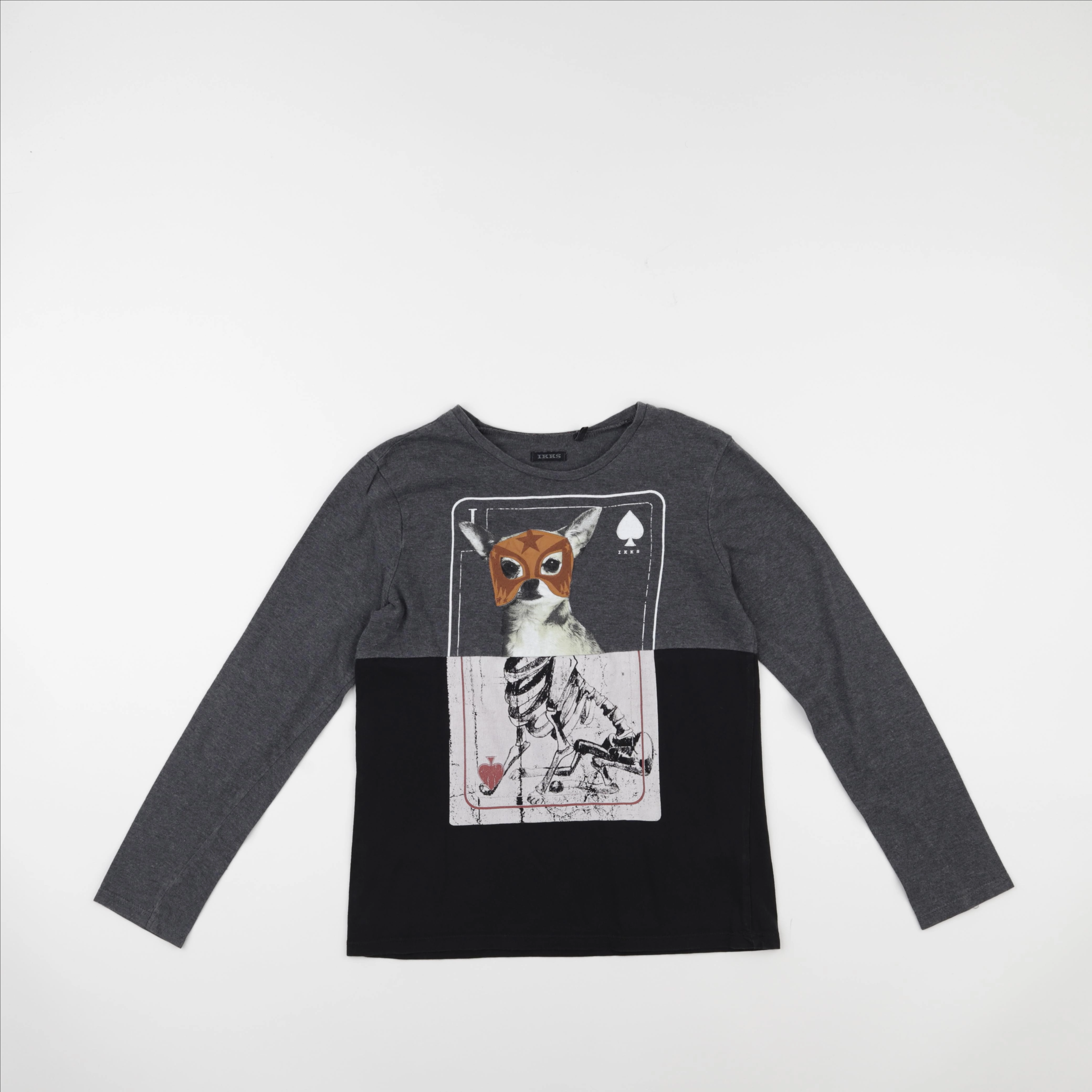 IKKS - tee-shirt gris, noir - 10 ans