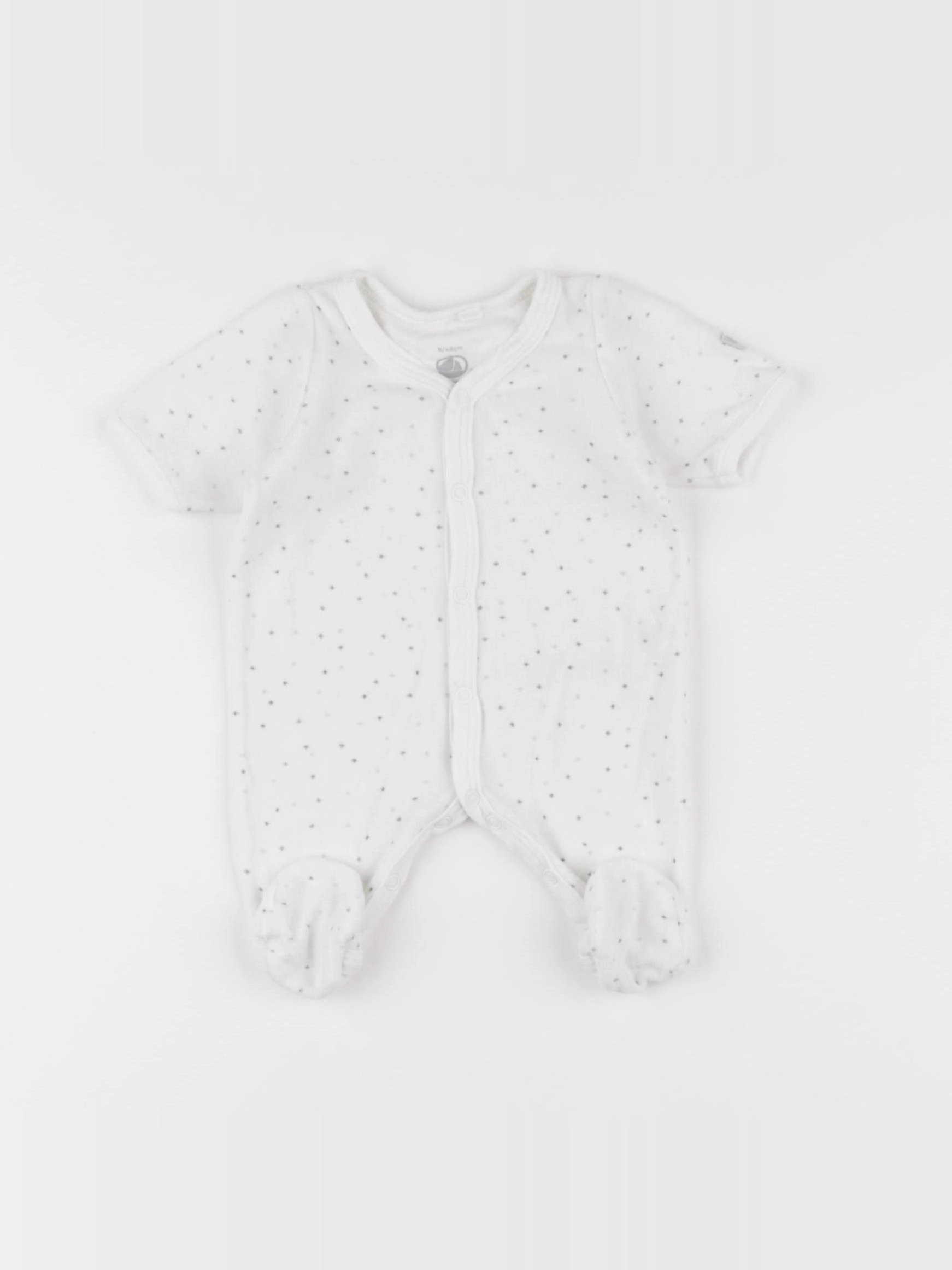 Petit Bateau - pyjama velours blanc - 0 mois