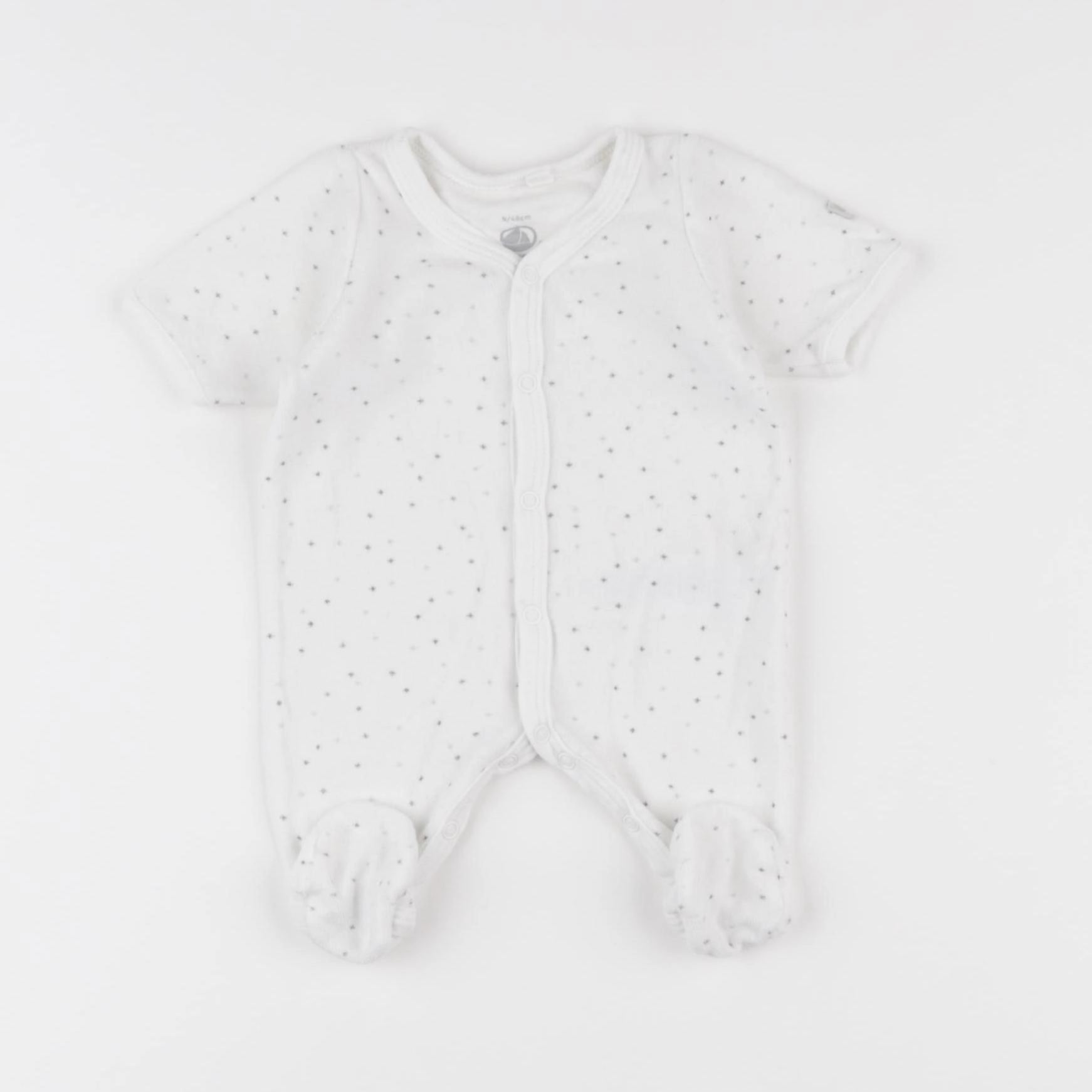 Petit Bateau - pyjama velours blanc - 0 mois
