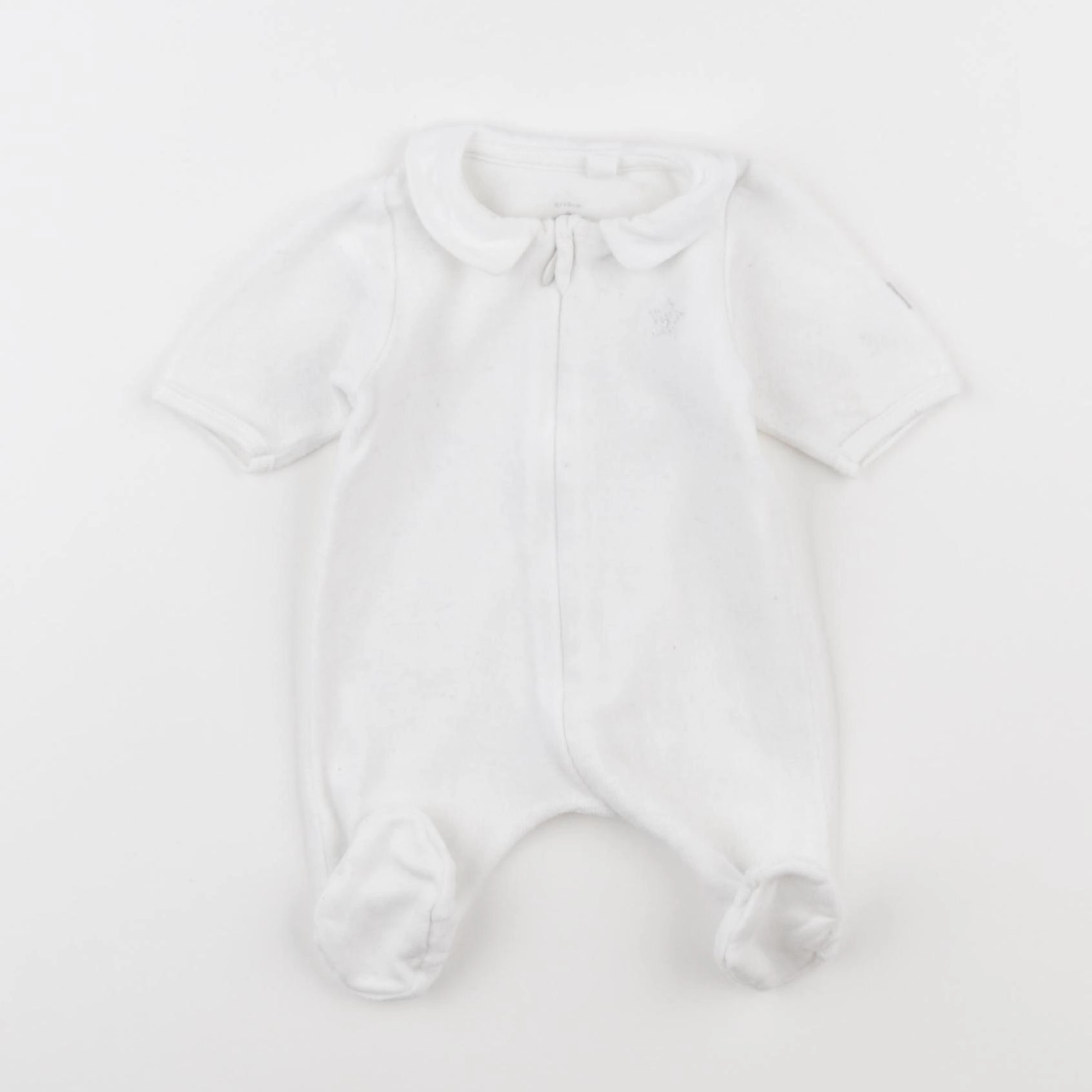 Petit Bateau - pyjama velours blanc - 0 mois