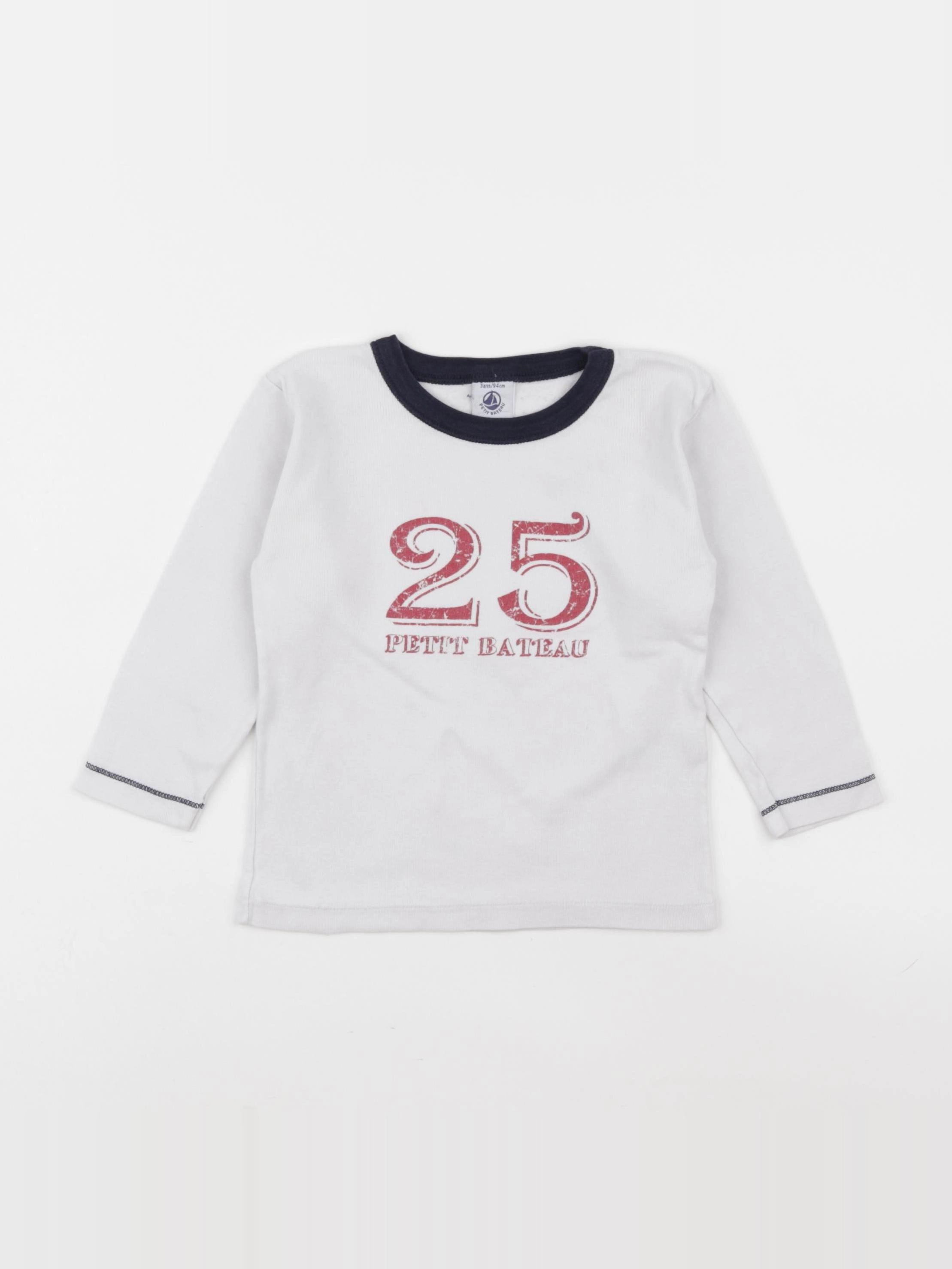 Petit Bateau - maillot de corps blanc, bleu - 3 ans