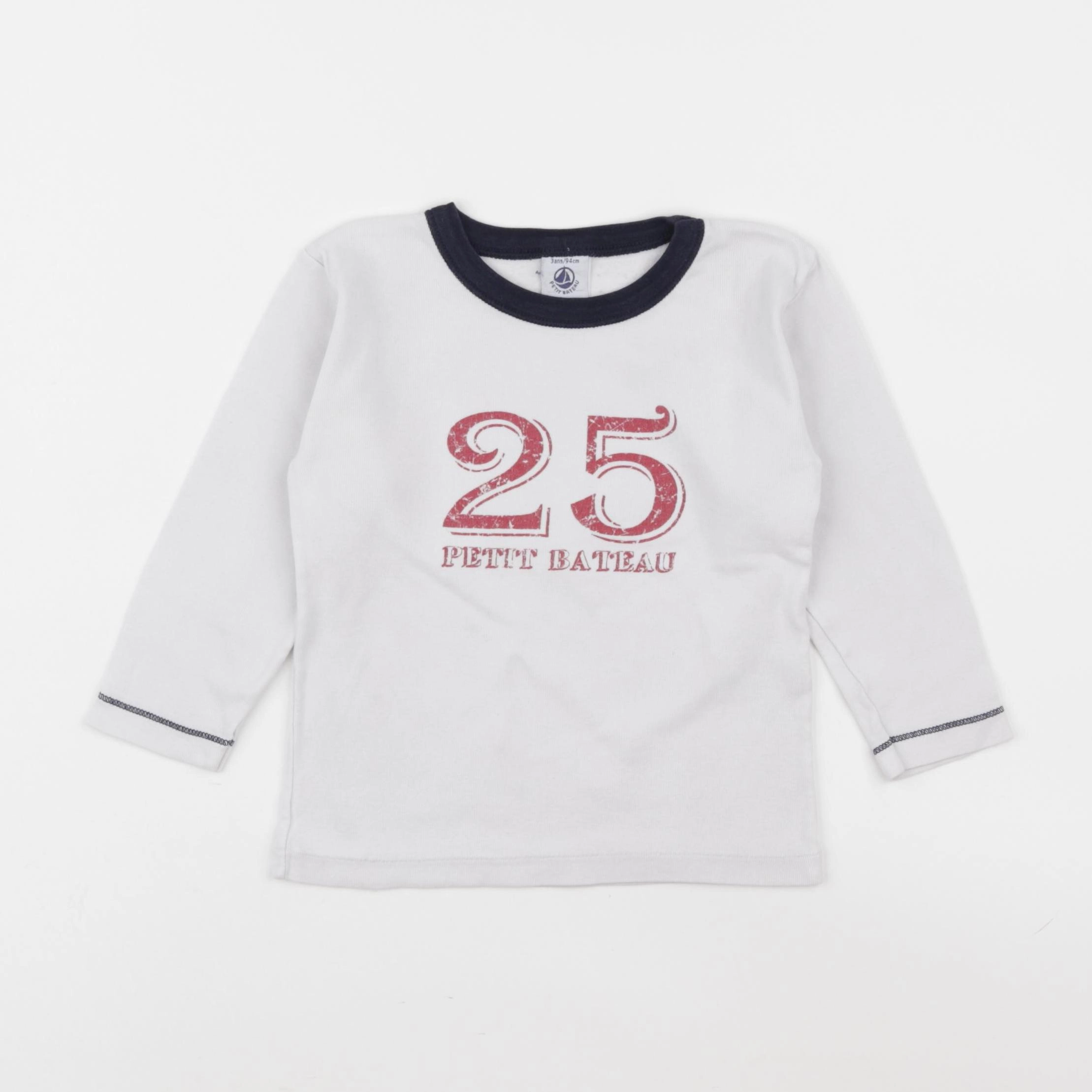 Petit Bateau - maillot de corps blanc, bleu - 3 ans