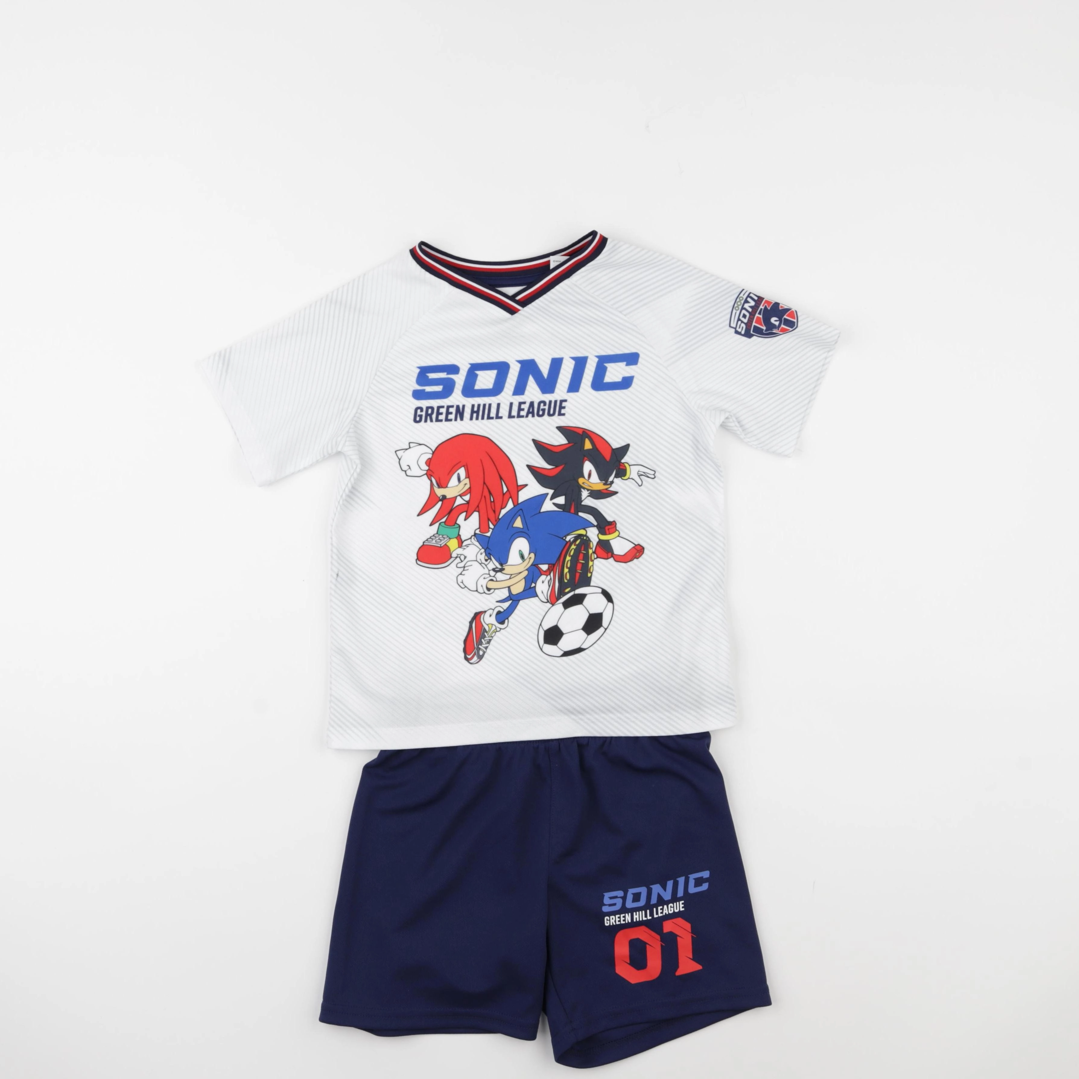 H&M - ensemble bleu, blanc - 3/4 ans