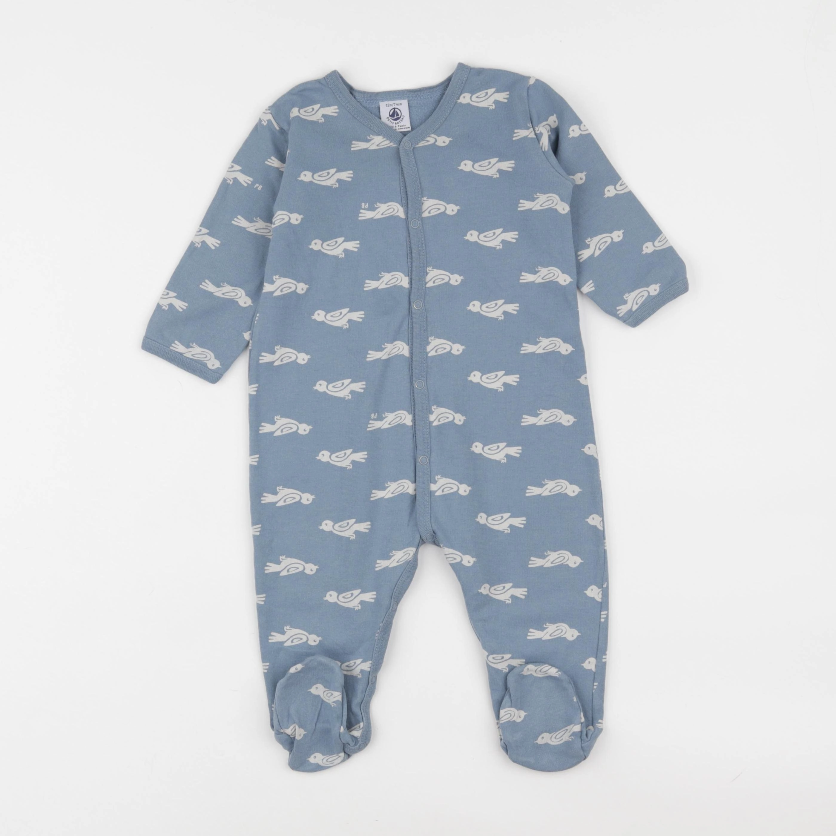 Petit Bateau - pyjama coton bleu - 12 mois