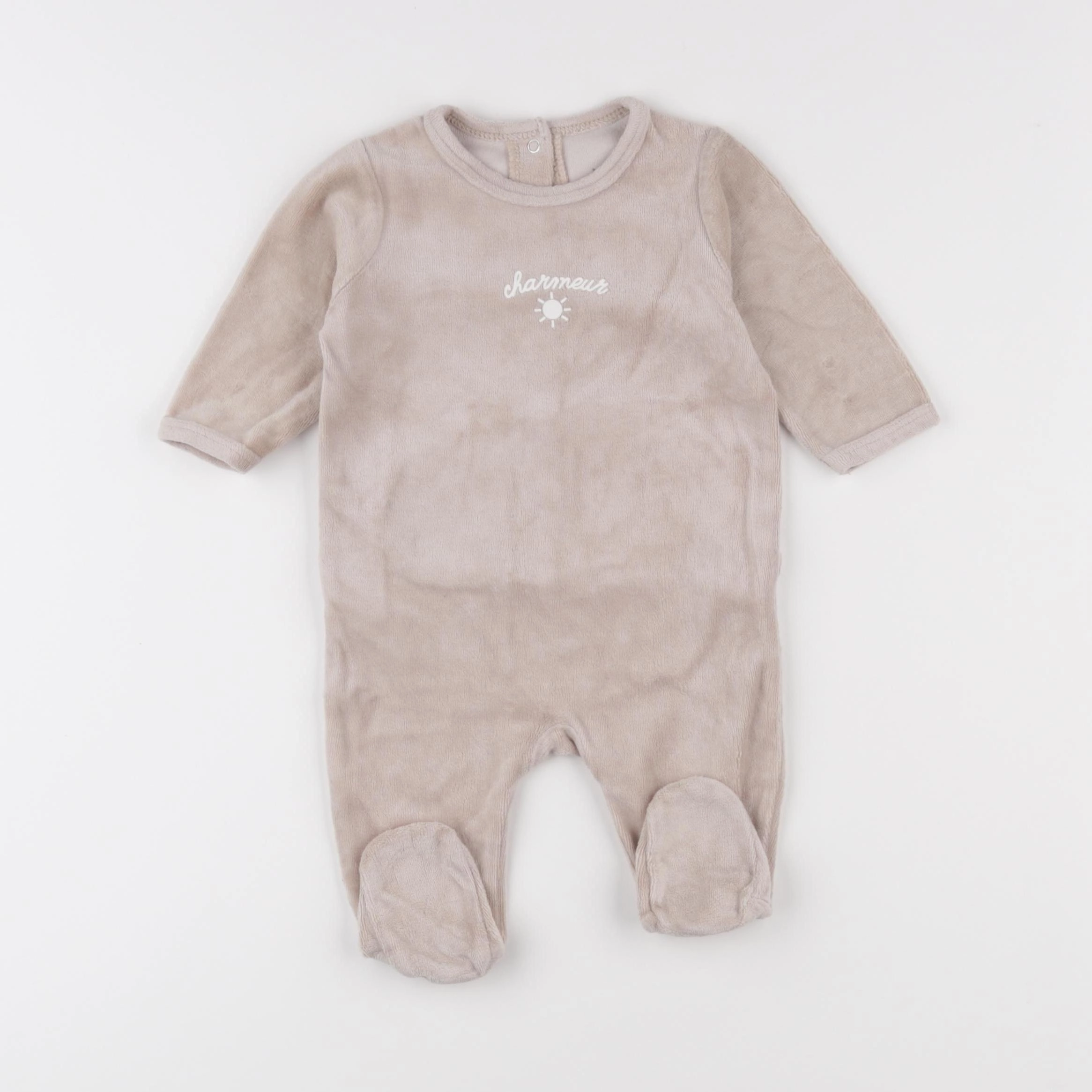 Vertbaudet - pyjama velours beige - 3 mois