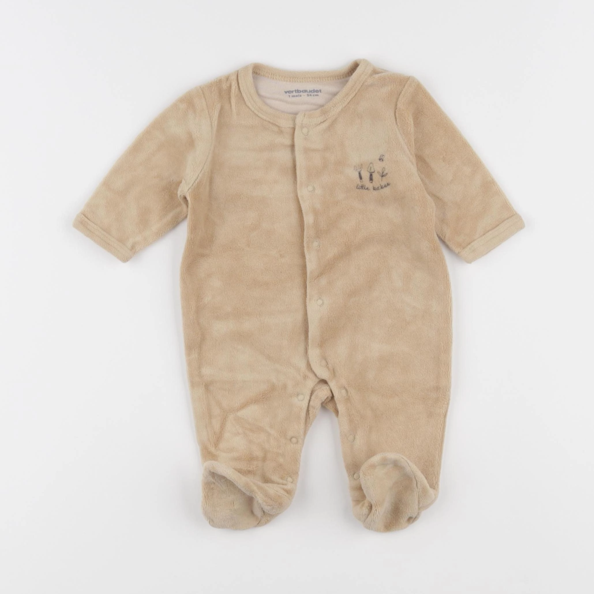Vertbaudet - pyjama velours beige - 1 mois