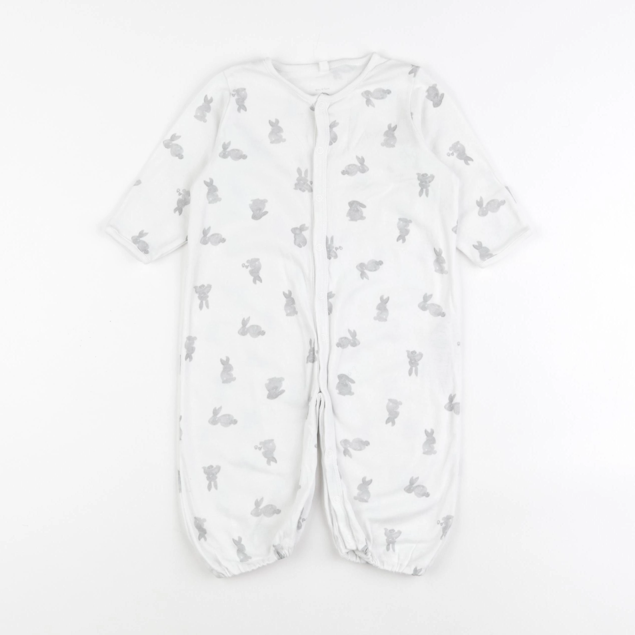 Petit Bateau - pyjama coton blanc, gris - 6 mois
