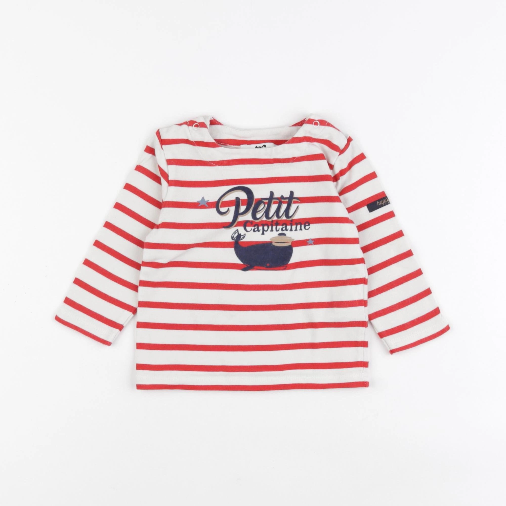 Cyrillus - tee-shirt blanc, rouge - 12 mois