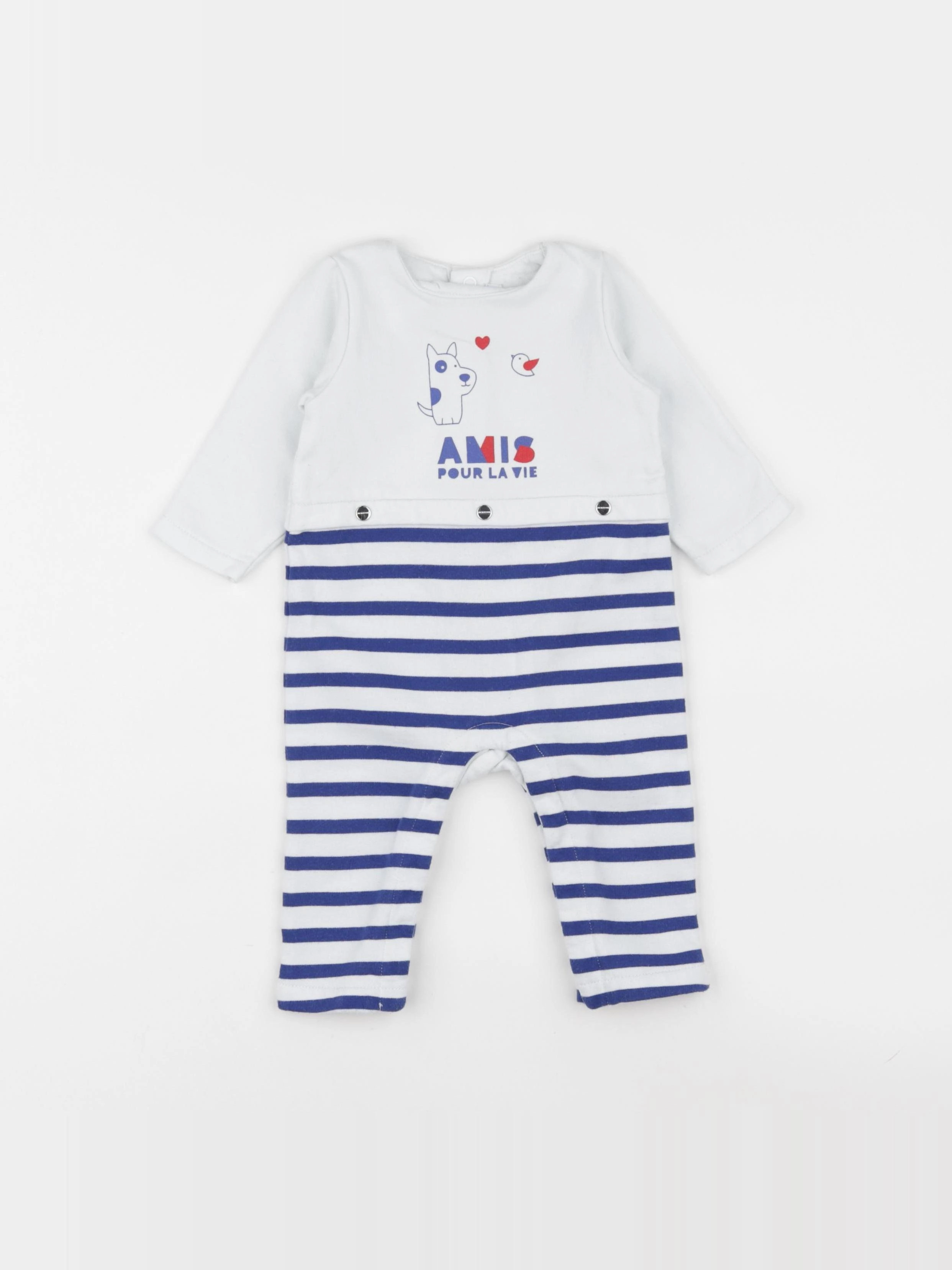 Jacadi - combinaison bleu, blanc - 6 mois