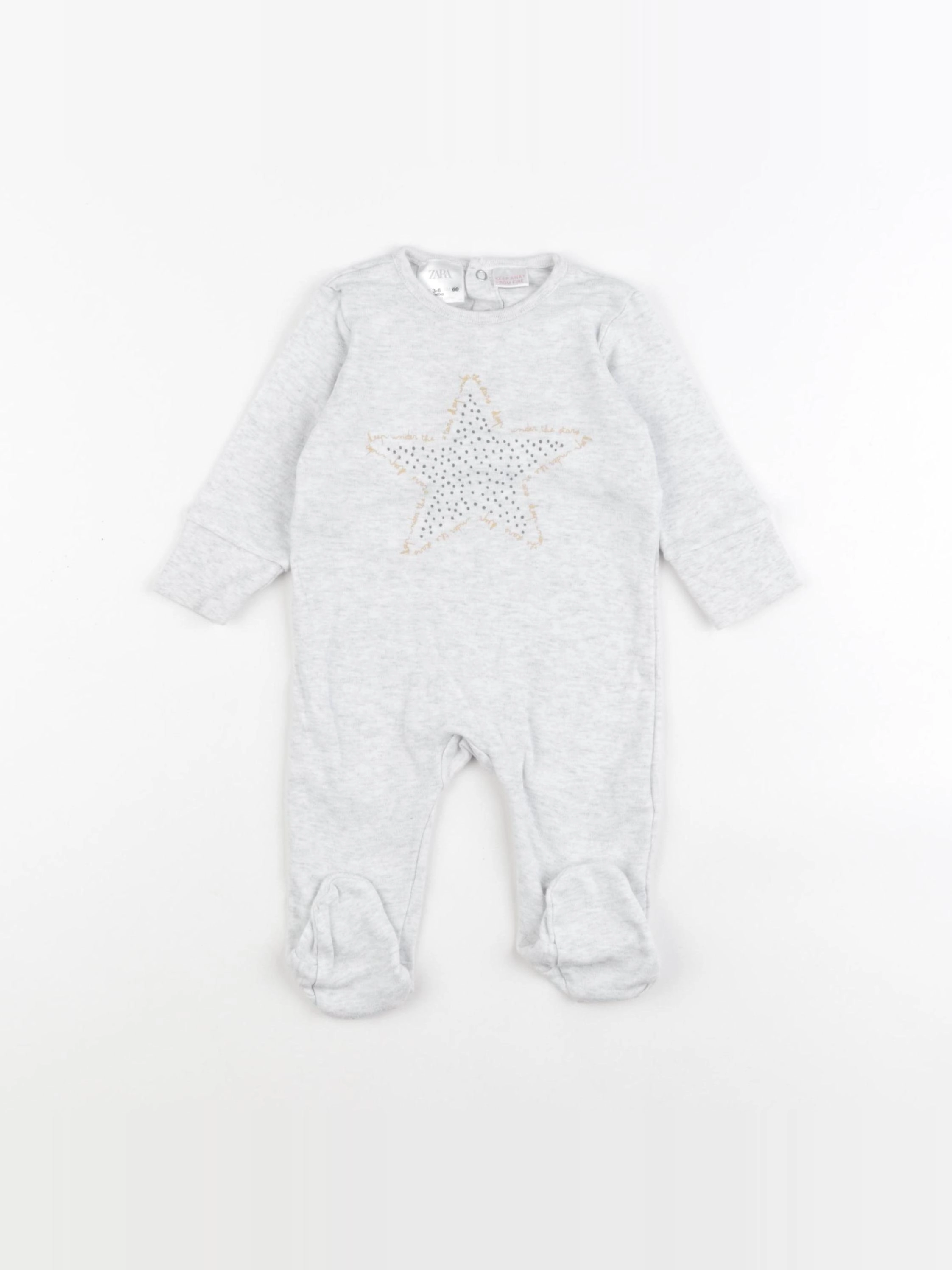 Zara - pyjama coton gris - 3/6 mois