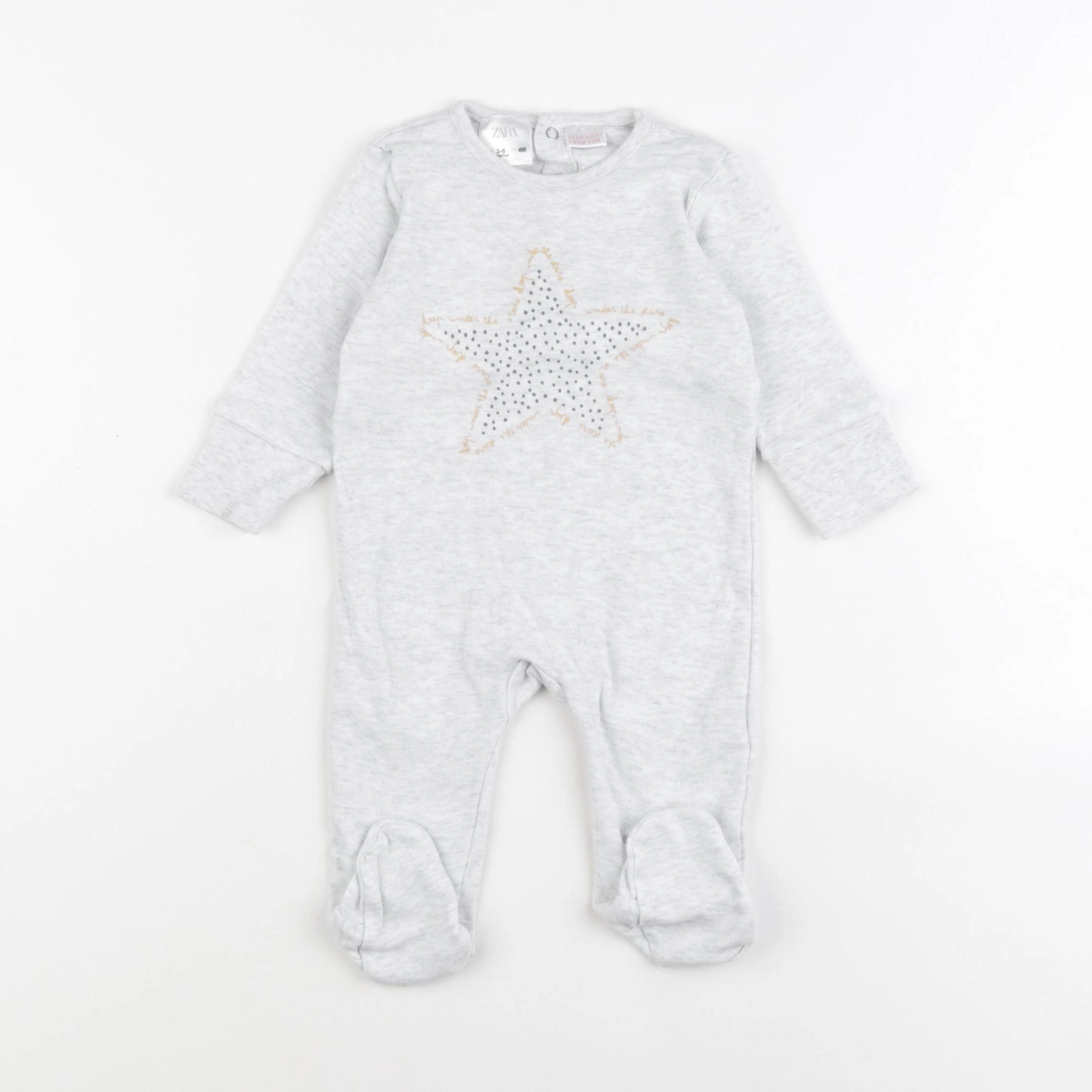 Zara - pyjama coton gris - 3/6 mois