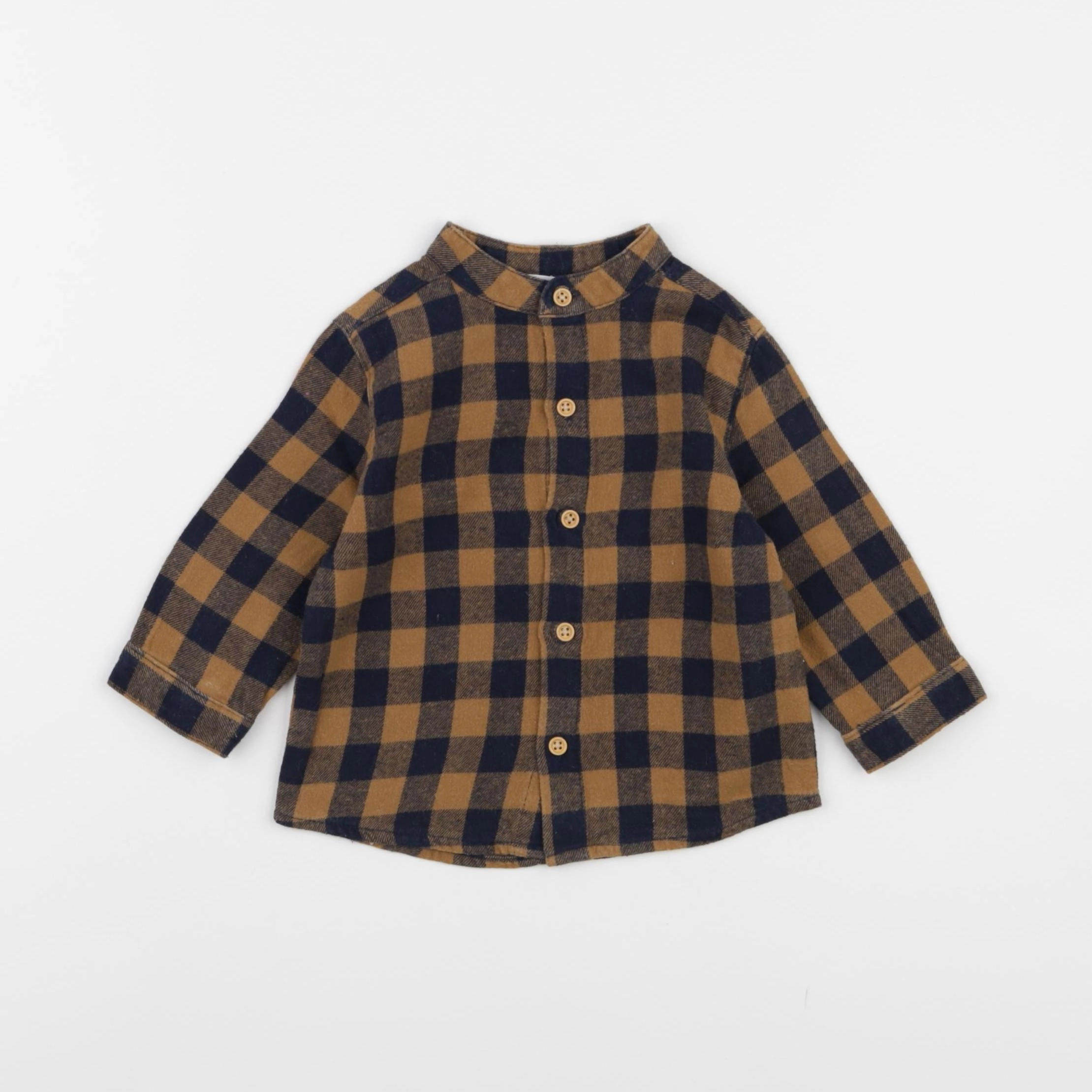 Boutchou - chemise bleu, marron - 6 mois