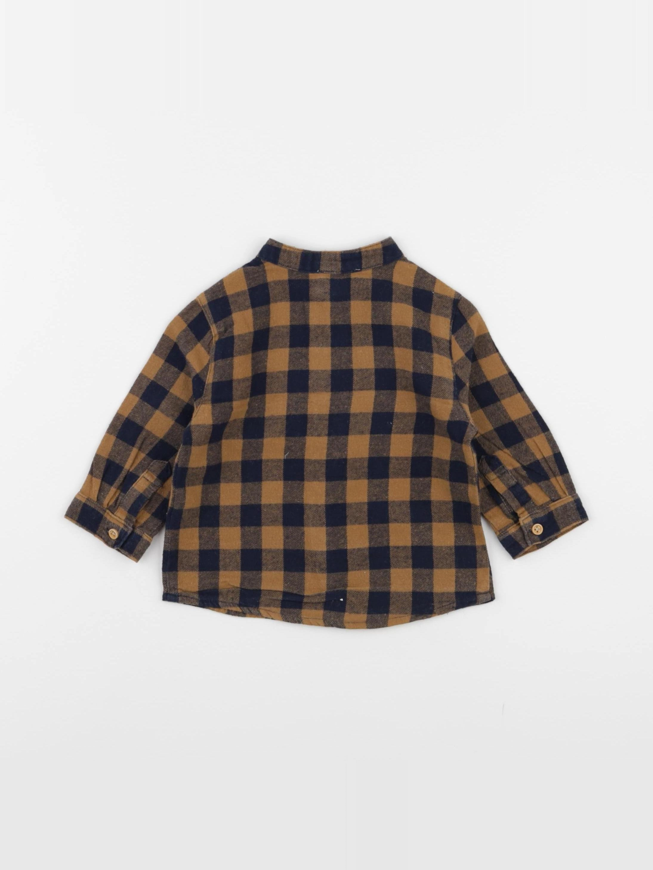 Boutchou - chemise bleu, marron - 6 mois