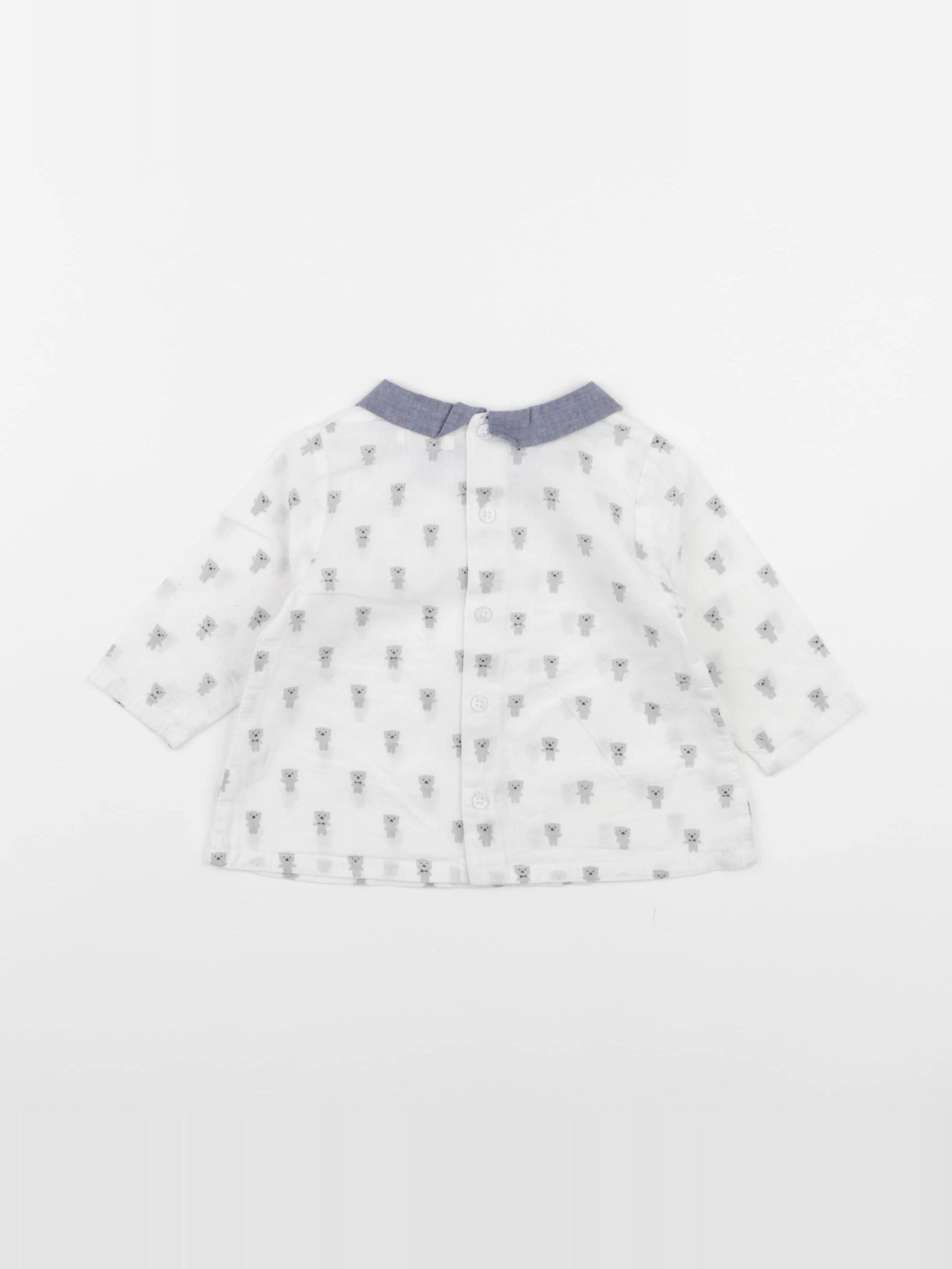 Boutchou - chemise blanc, bleu - 6 mois