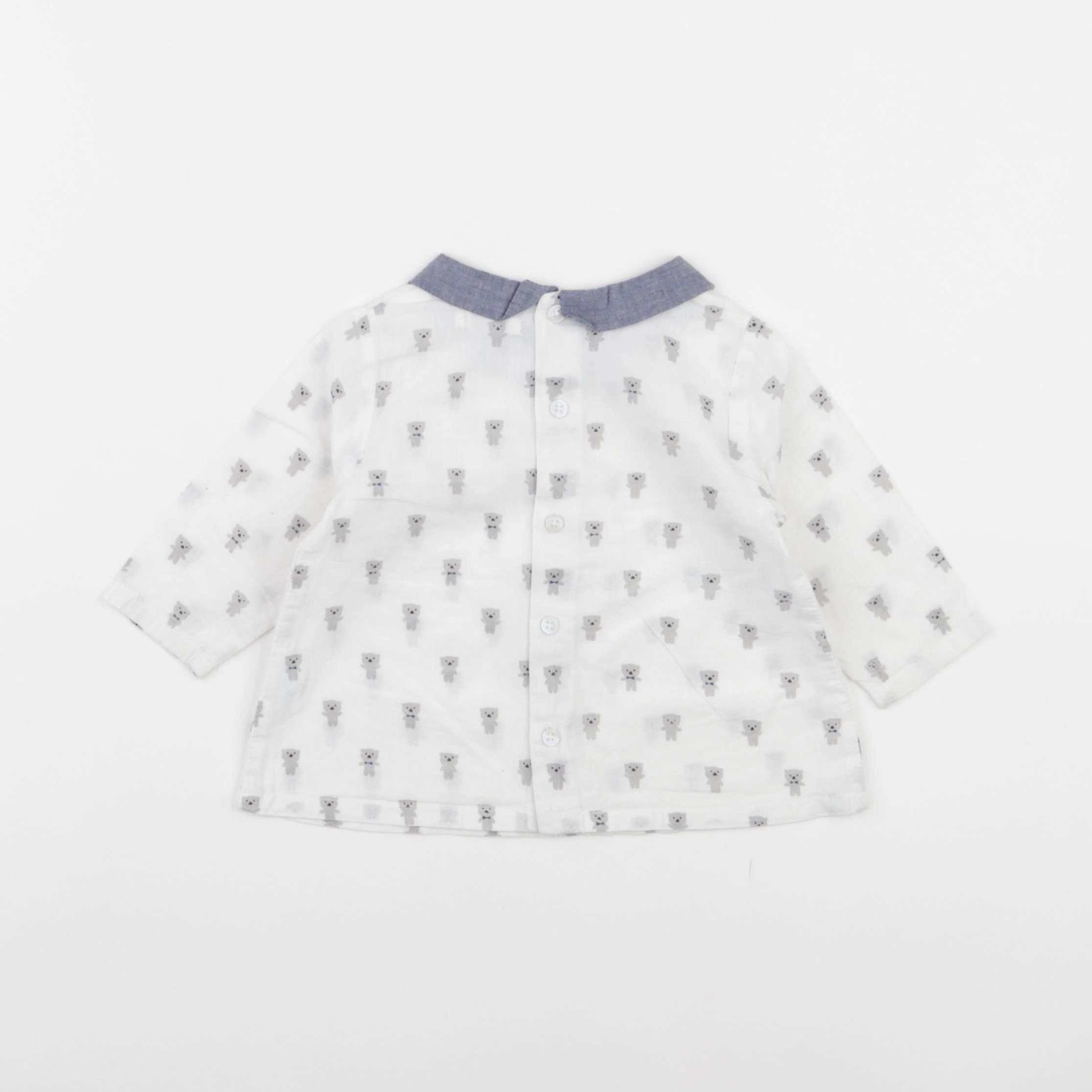 Boutchou - chemise blanc, bleu - 6 mois