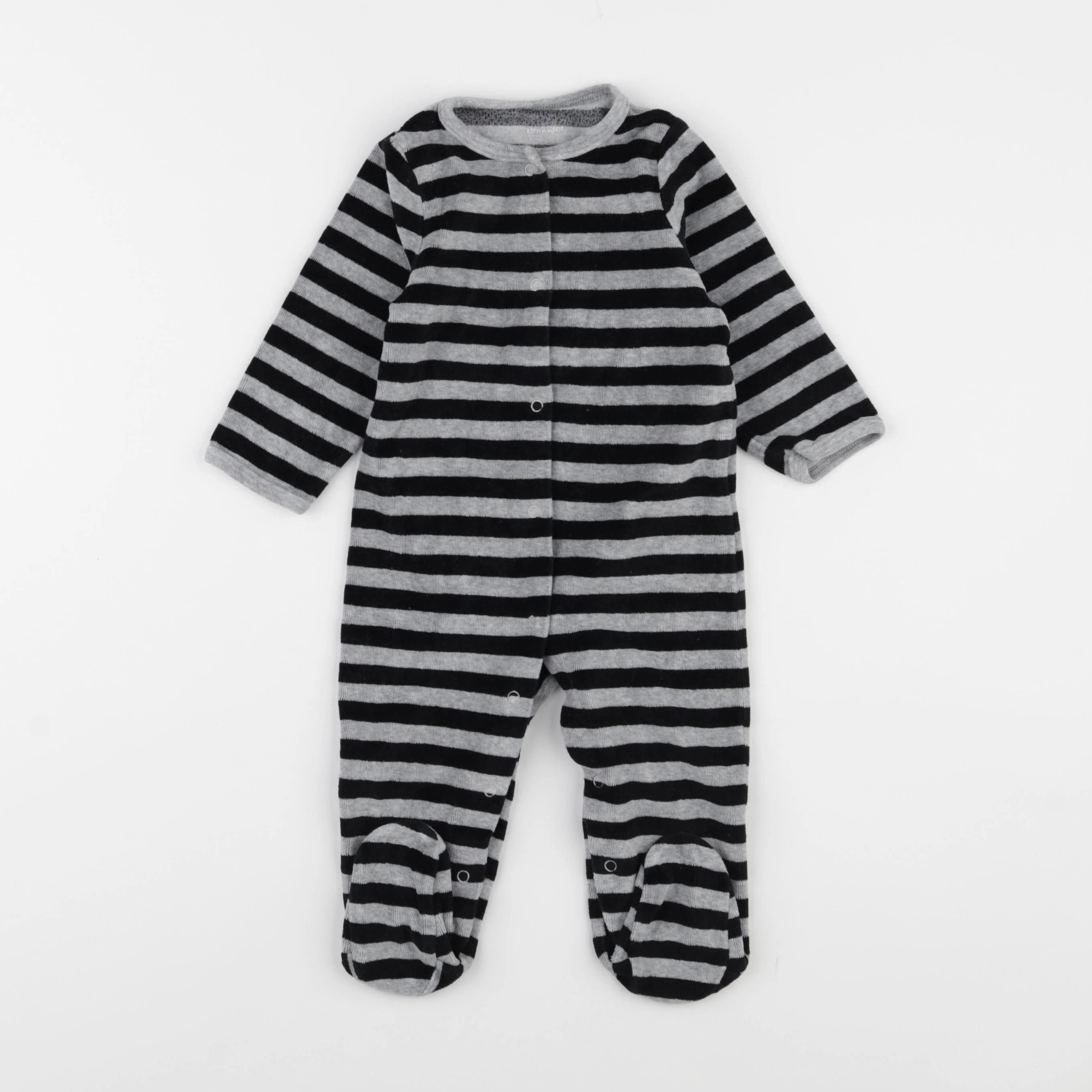 Vertbaudet - pyjama velours noir, gris - 9 mois