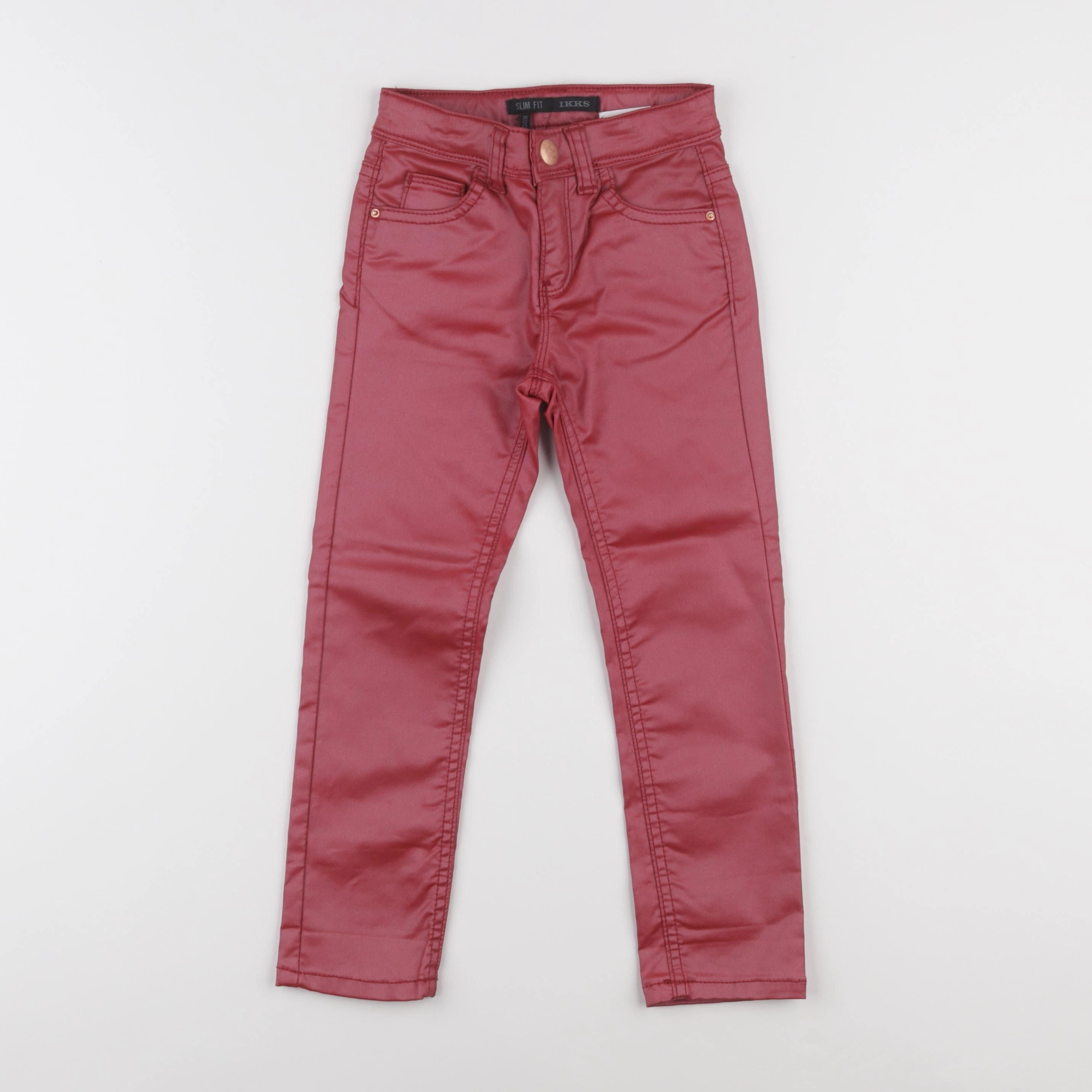 IKKS - pantalon simili cuir rouge - 4 ans