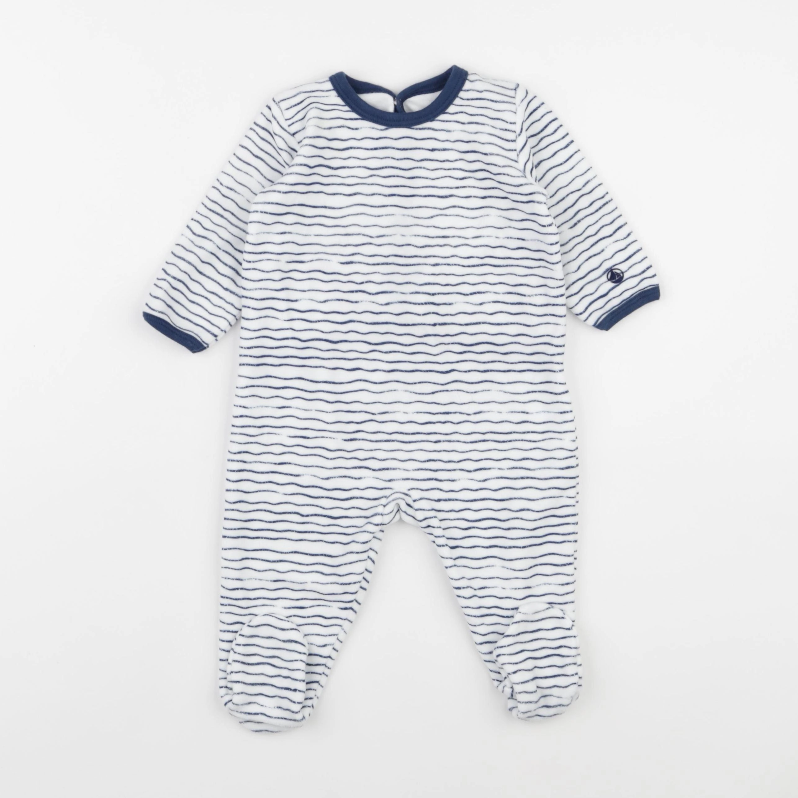 Petit Bateau - pyjama velours bleu - 6 mois
