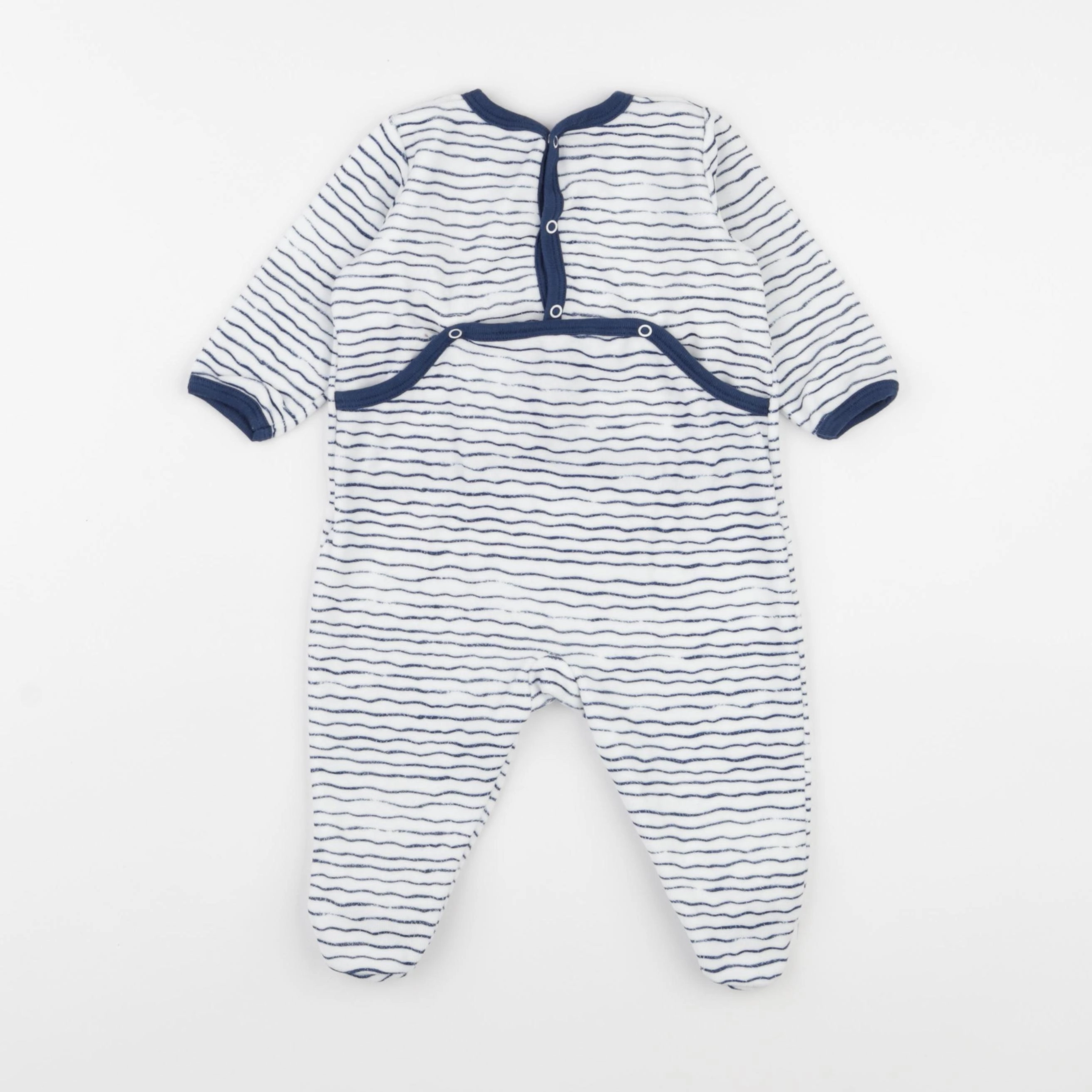 Petit Bateau - pyjama velours bleu - 6 mois