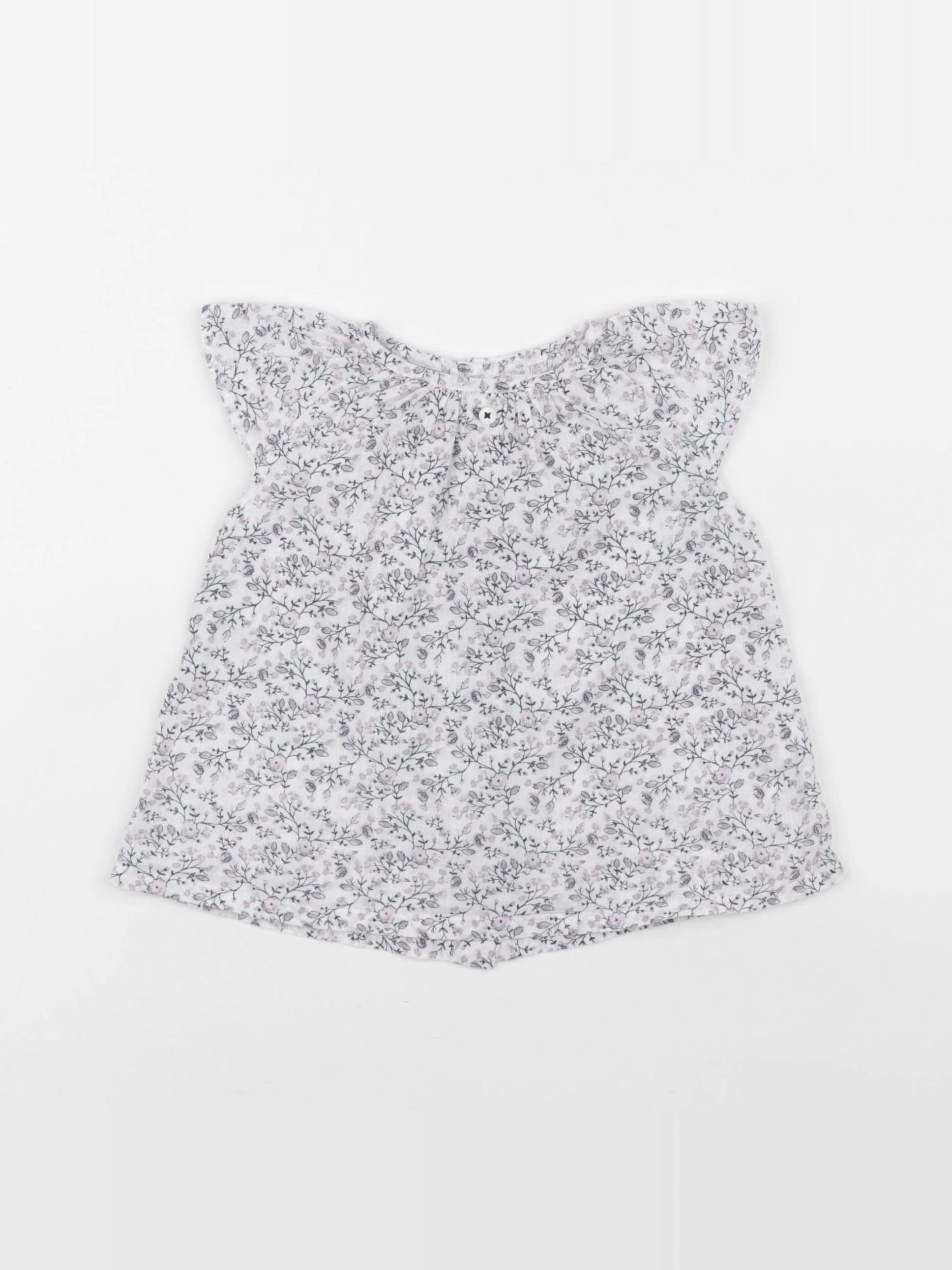 Boutchou - blouse blanc, rose - 12 mois