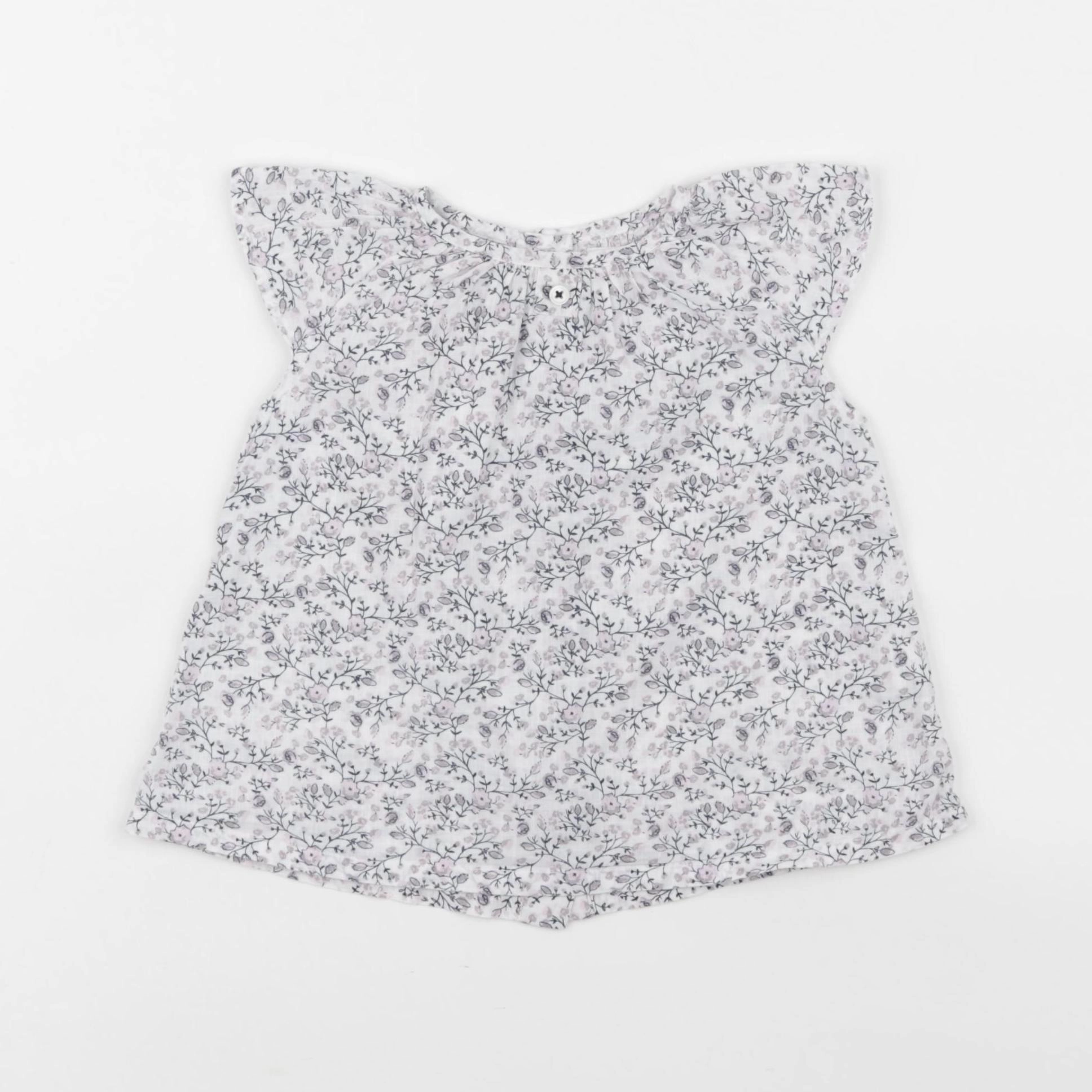 Boutchou - blouse blanc, rose - 12 mois