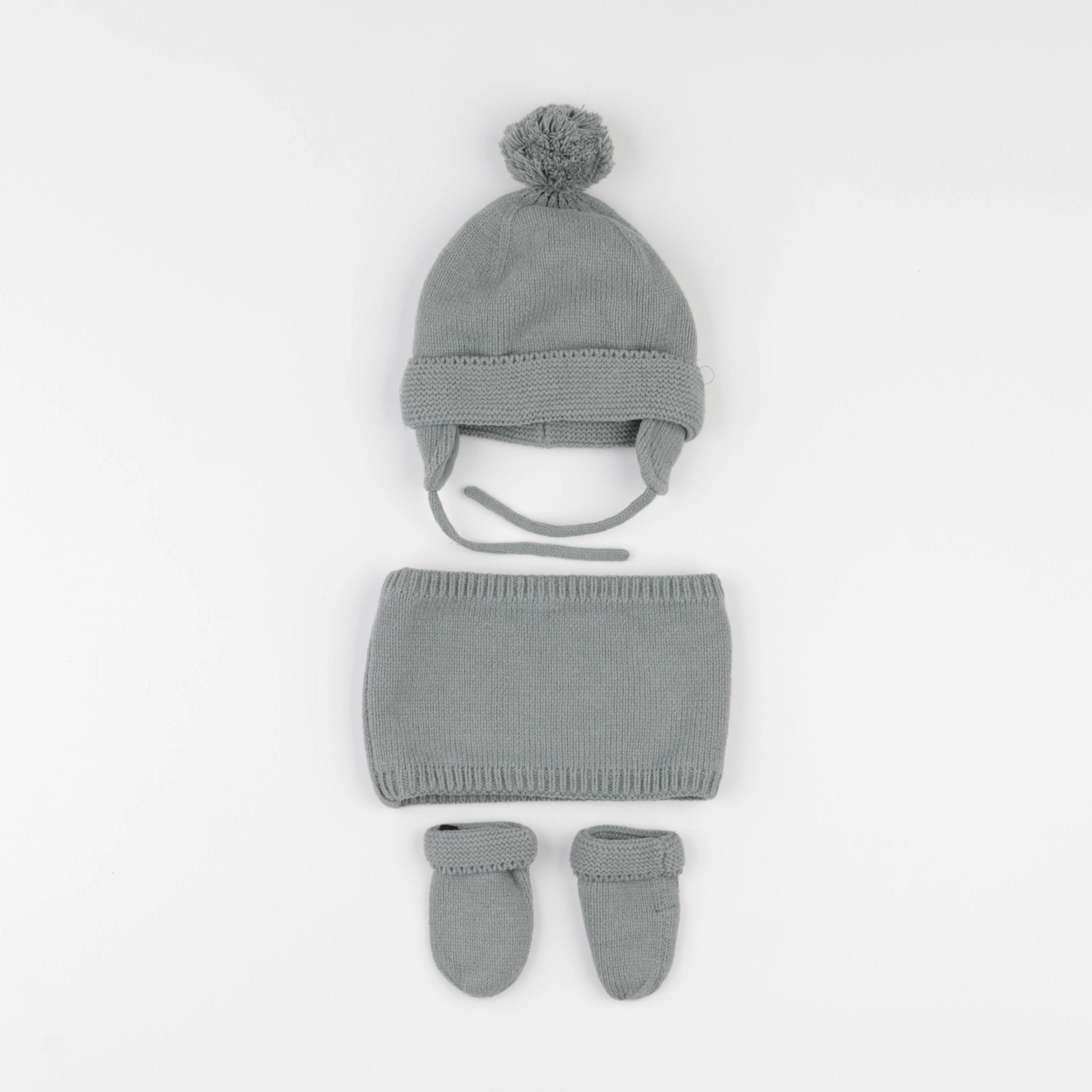 Vertbaudet - ensemble bonnet/moufles/tour de cou vert - 12/18 mois