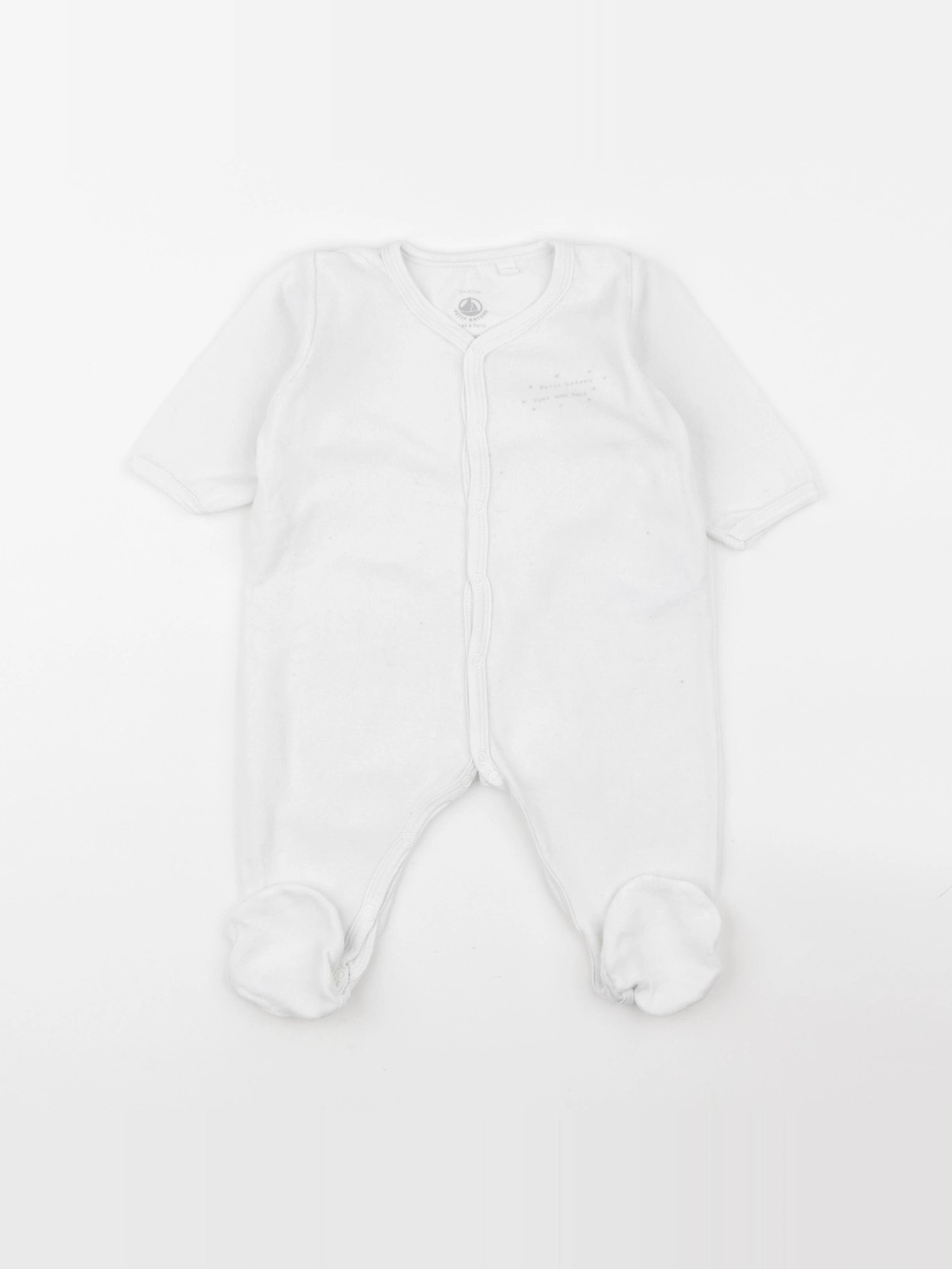 Petit Bateau - pyjama velours blanc - 6 mois