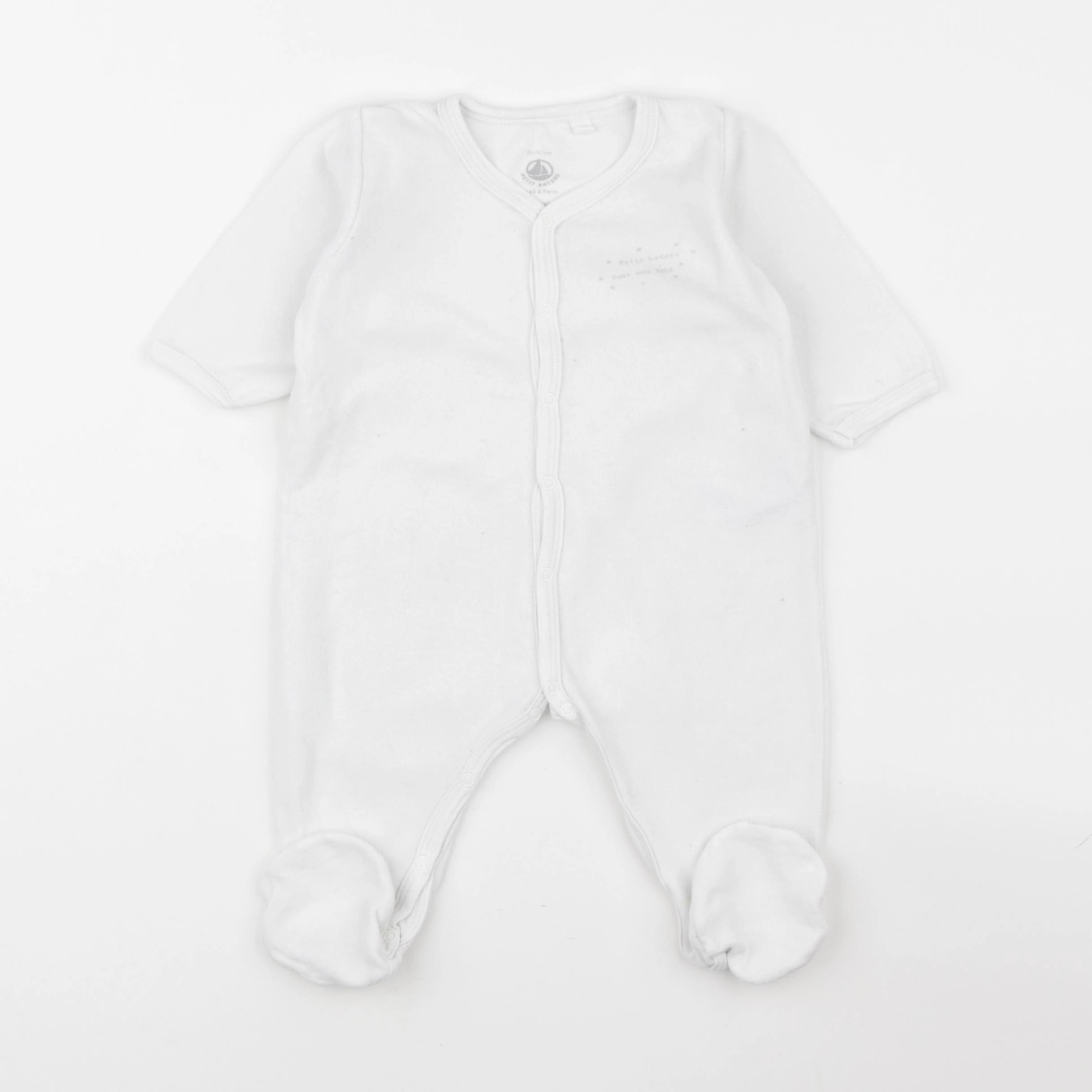 Petit Bateau - pyjama velours blanc - 6 mois