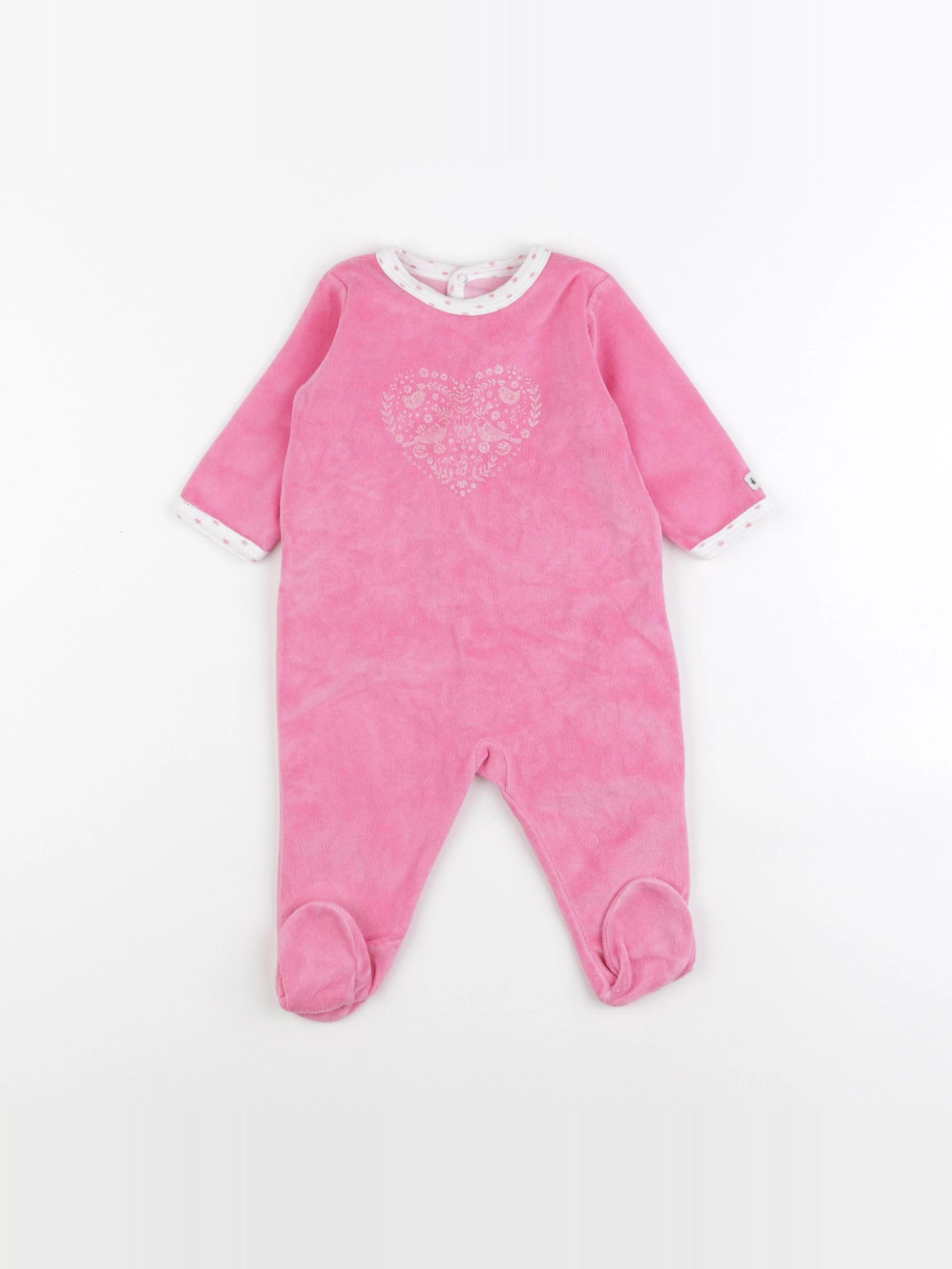 Petit Bateau - pyjama velours rose - 6 mois