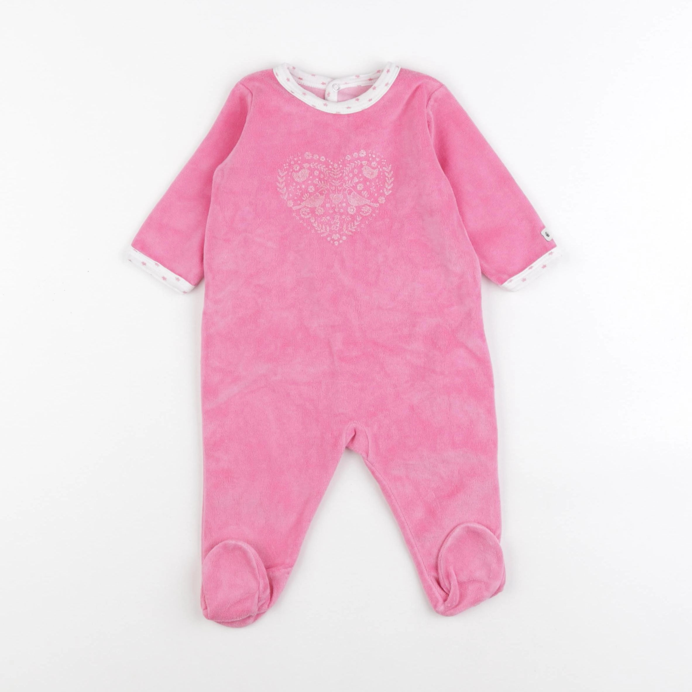 Petit Bateau - pyjama velours rose - 6 mois