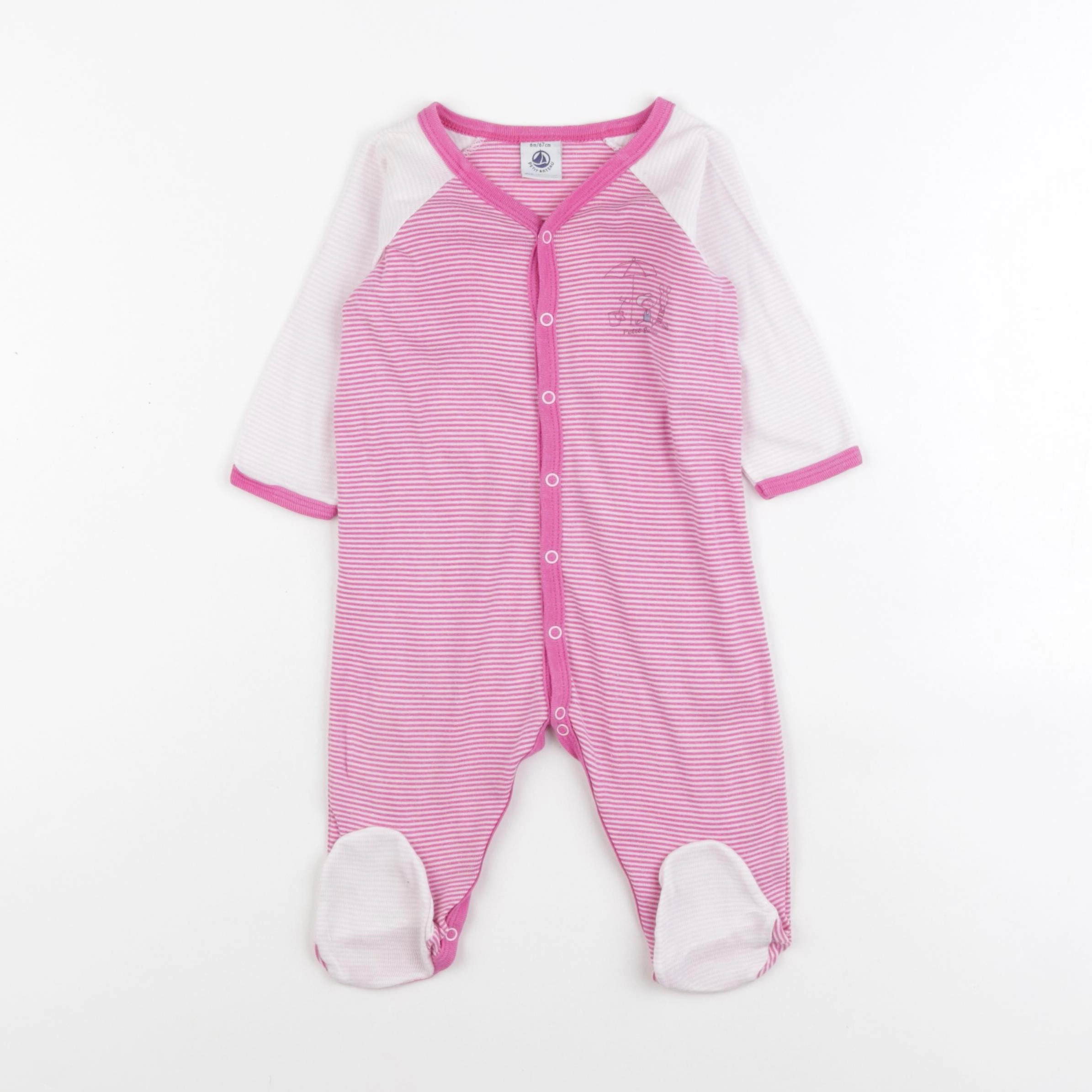 Petit Bateau - pyjama coton rose - 6 mois