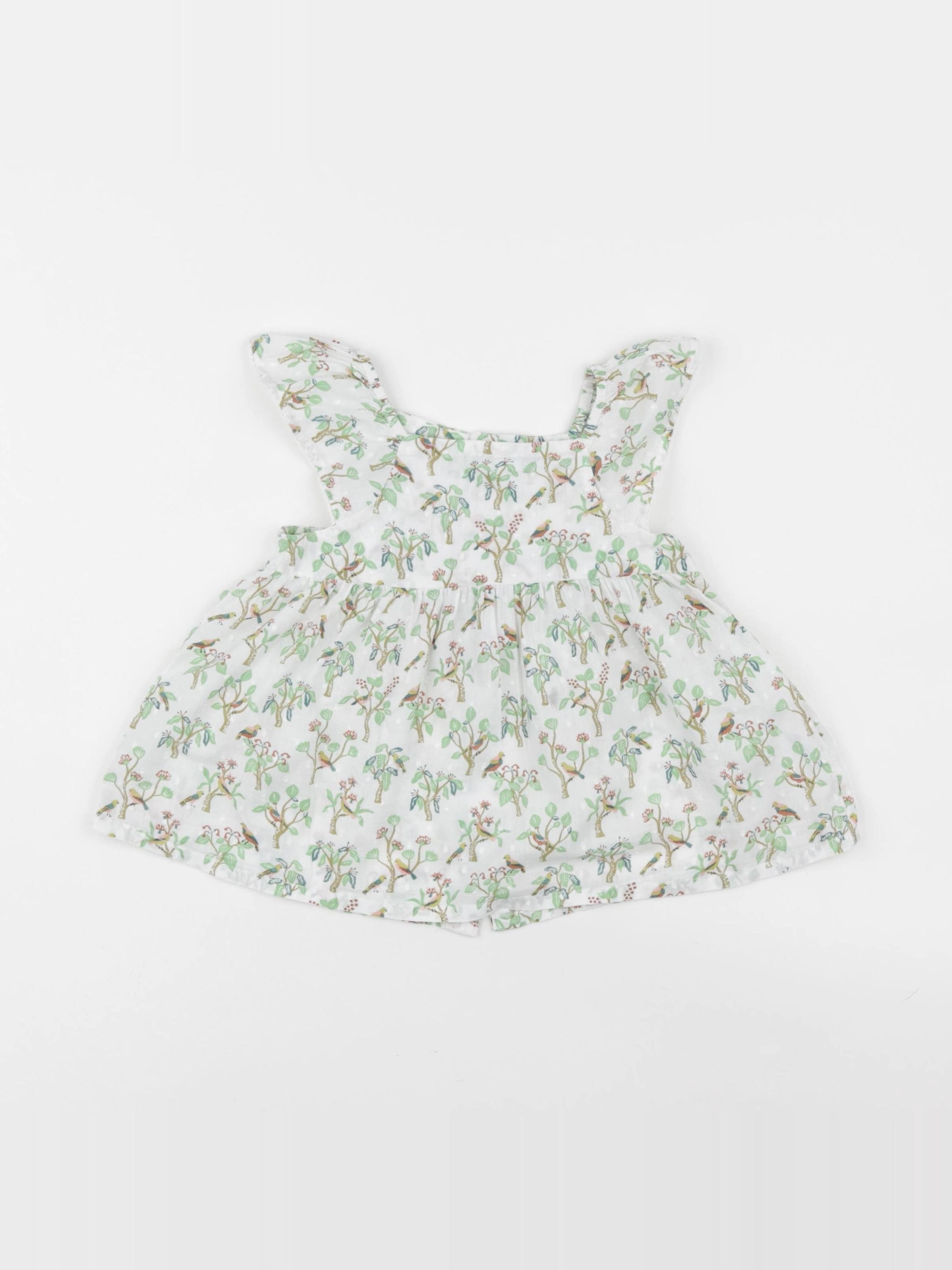 Boutchou - blouse blanc, vert - 24 mois