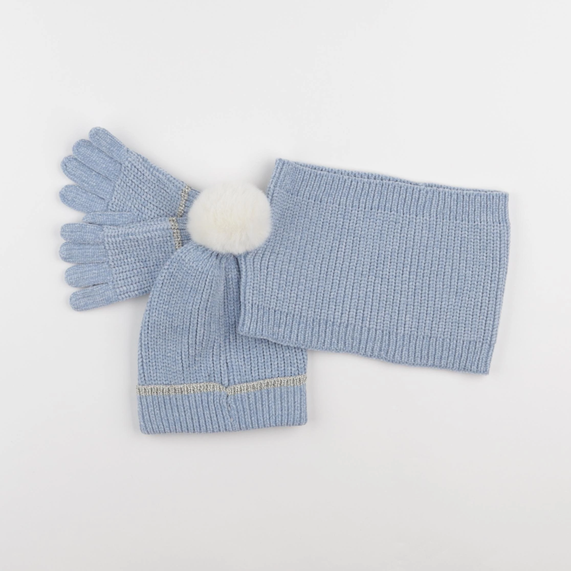 Vertbaudet - ensemble bonnet/moufles/tour de cou bleu - 4/6 ans