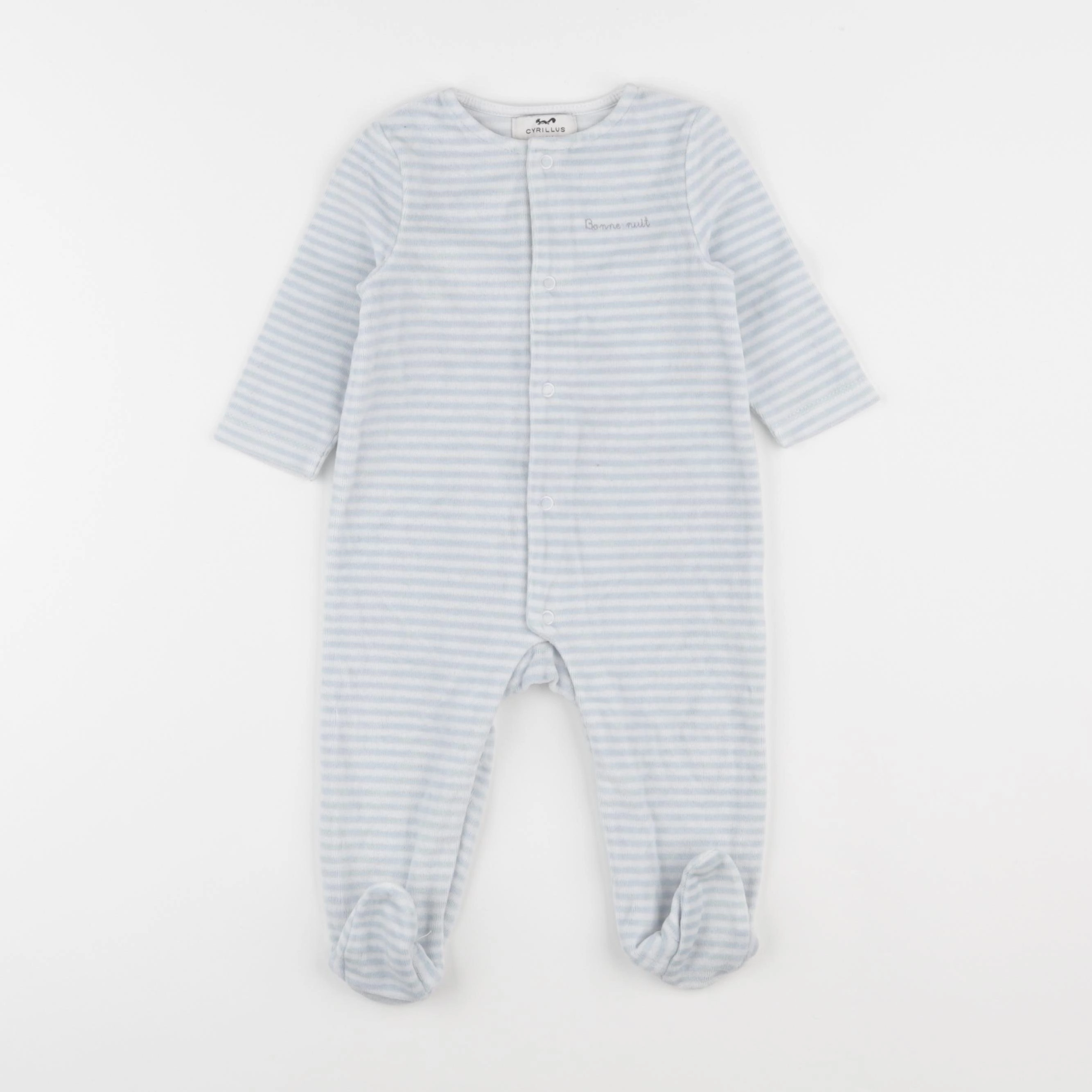 Cyrillus - body à col blanc, bleu - 9 mois