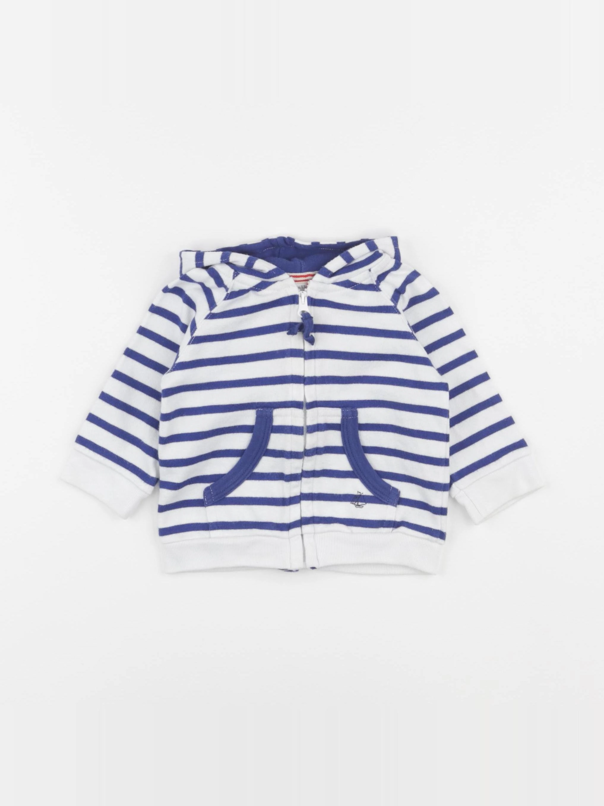 Petit Bateau - sweat bleu, blanc - 6 mois