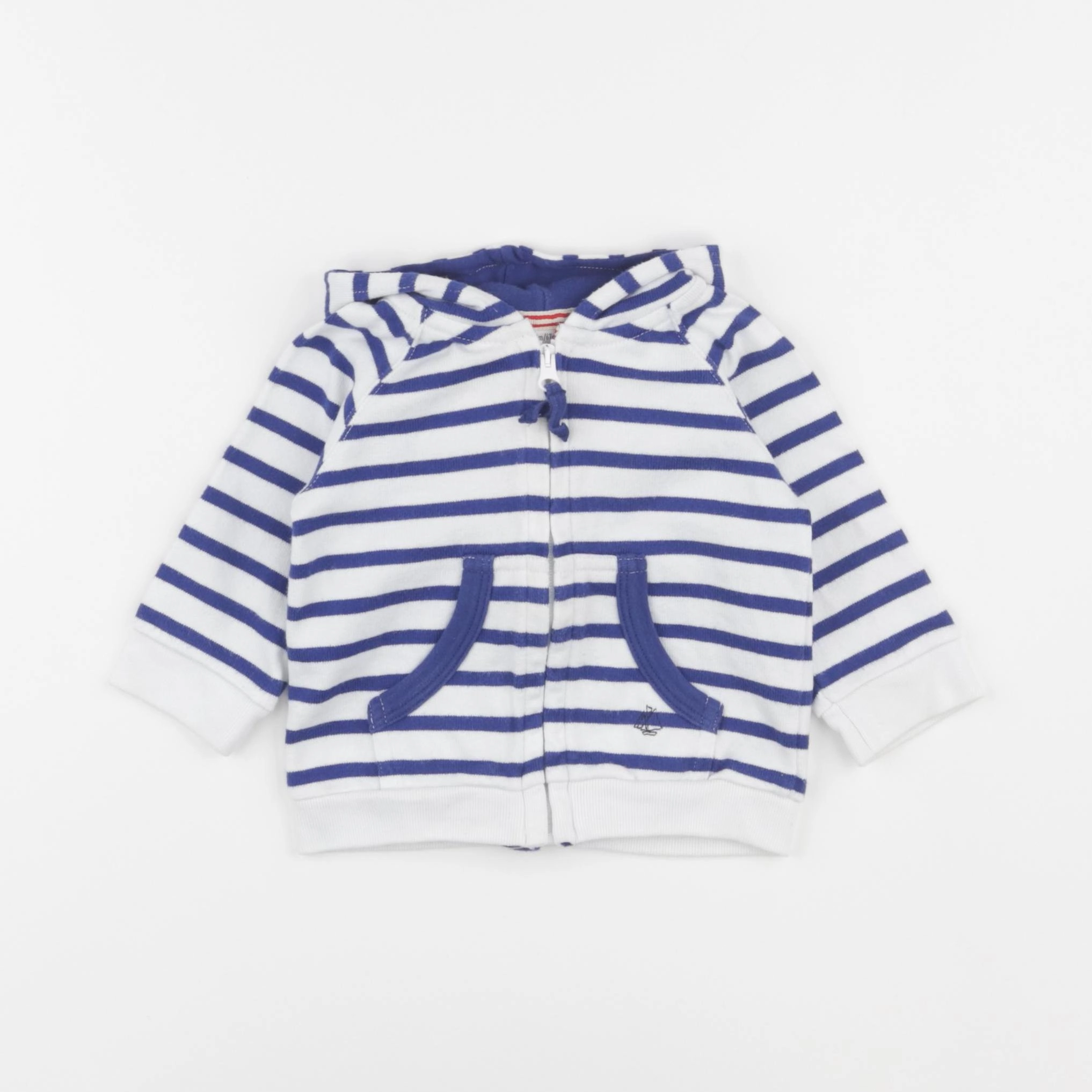 Petit Bateau - sweat bleu, blanc - 6 mois