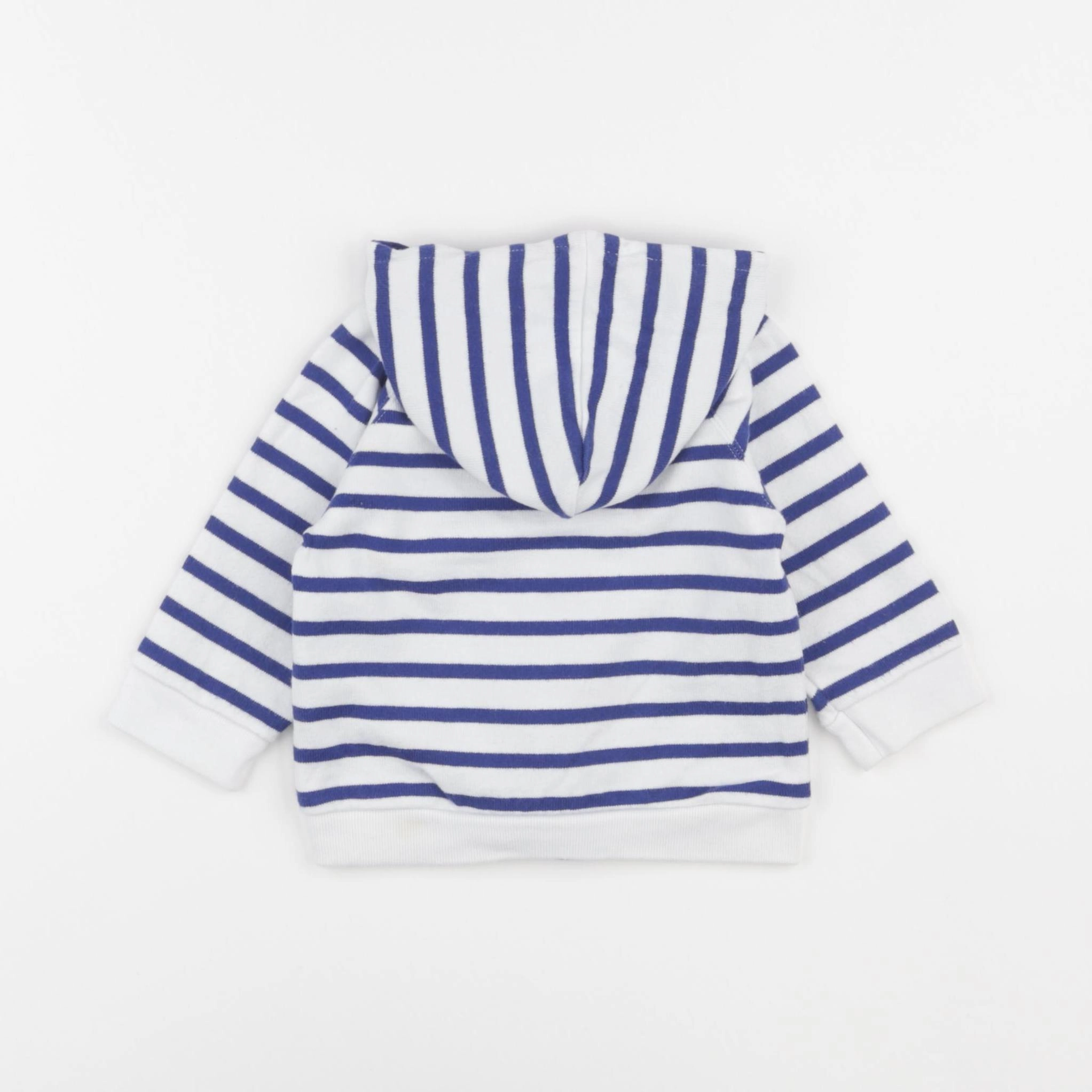 Petit Bateau - sweat bleu, blanc - 6 mois