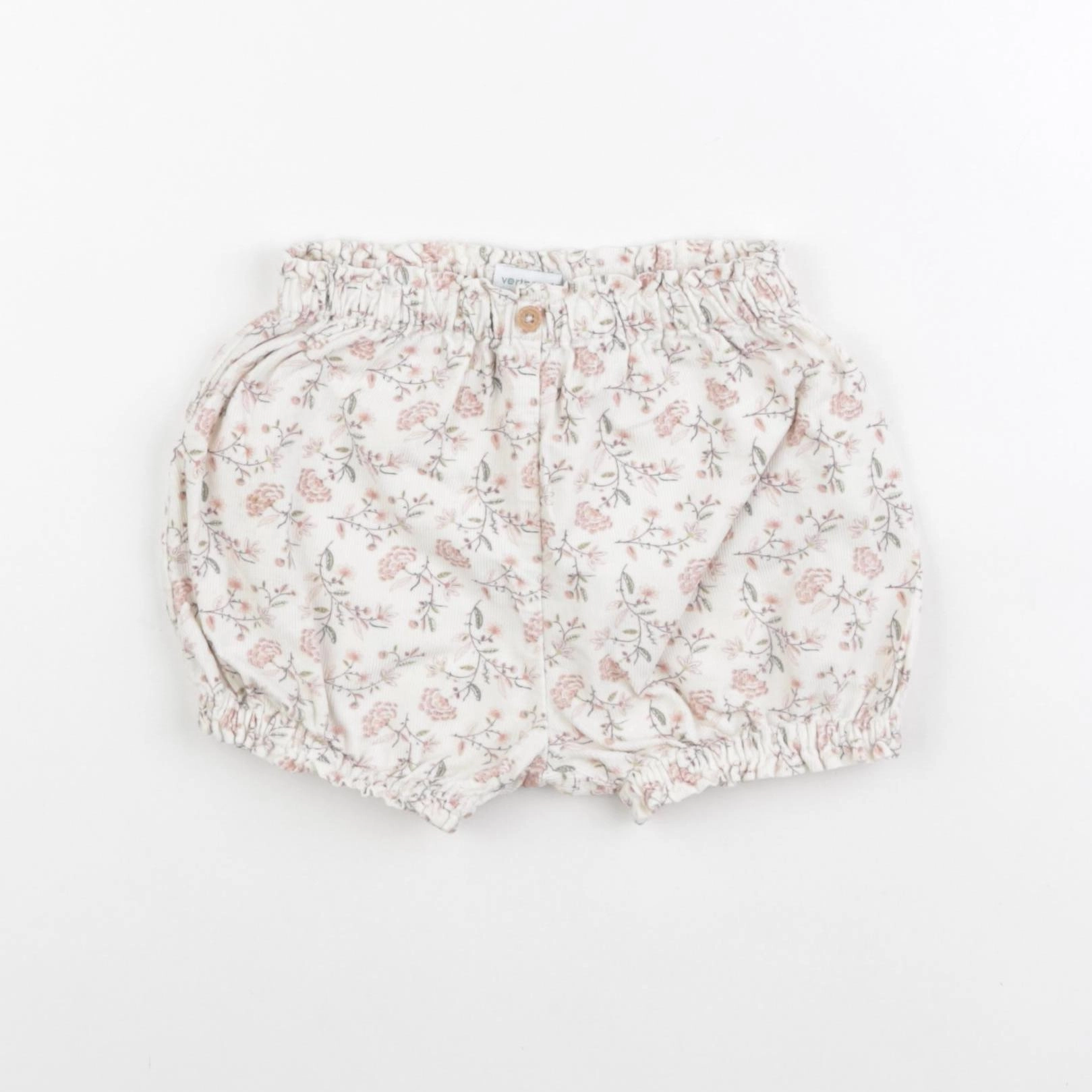 Vertbaudet - short blanc, rose - 18 mois