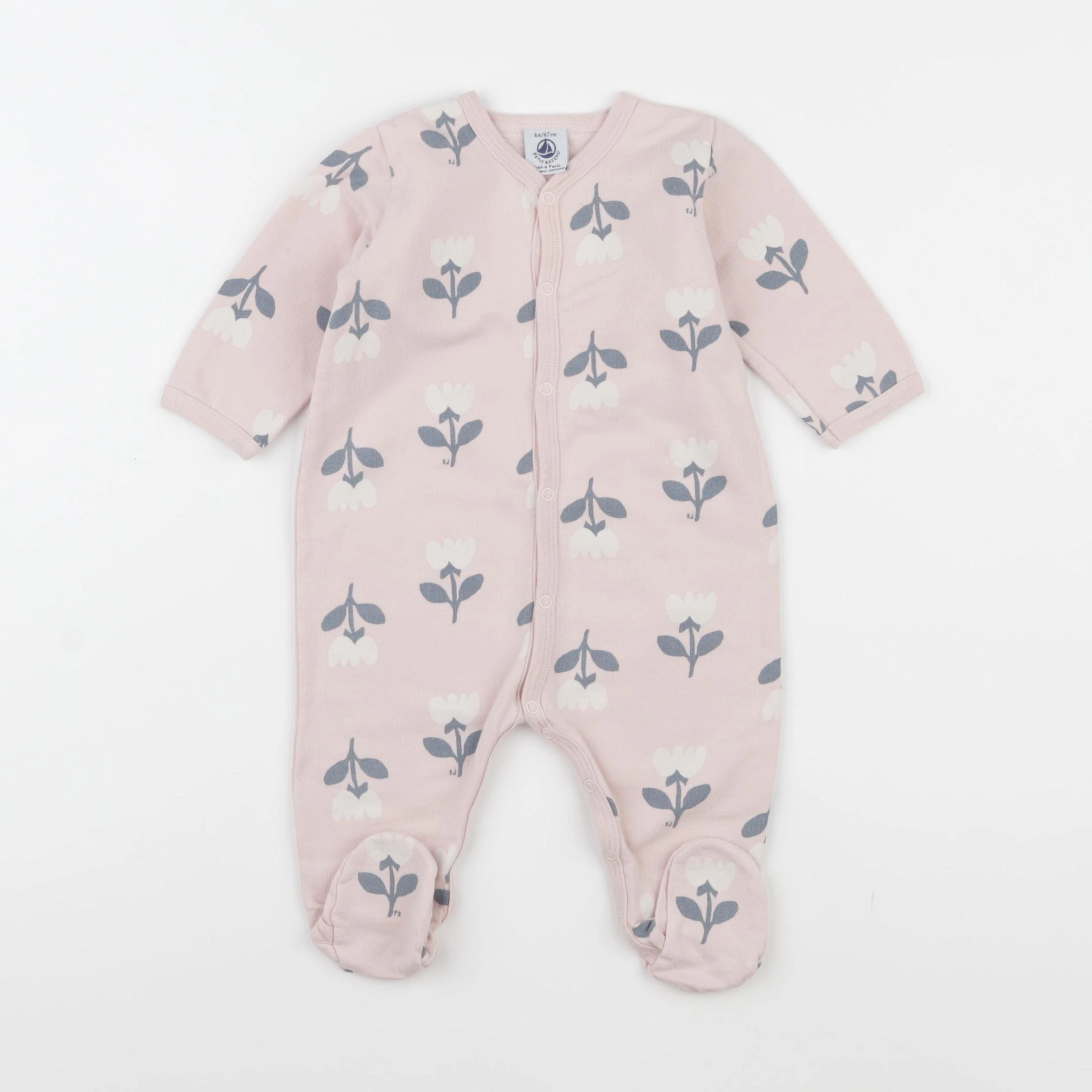 Petit Bateau - pyjama coton rose - 6 mois