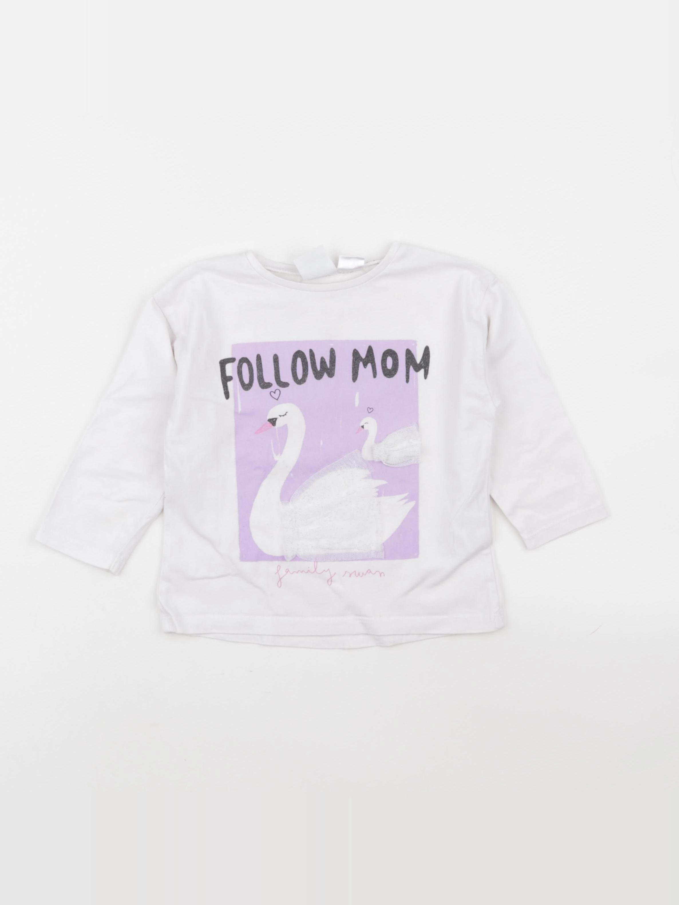 Zara - tee-shirt blanc, violet - 12/18 mois