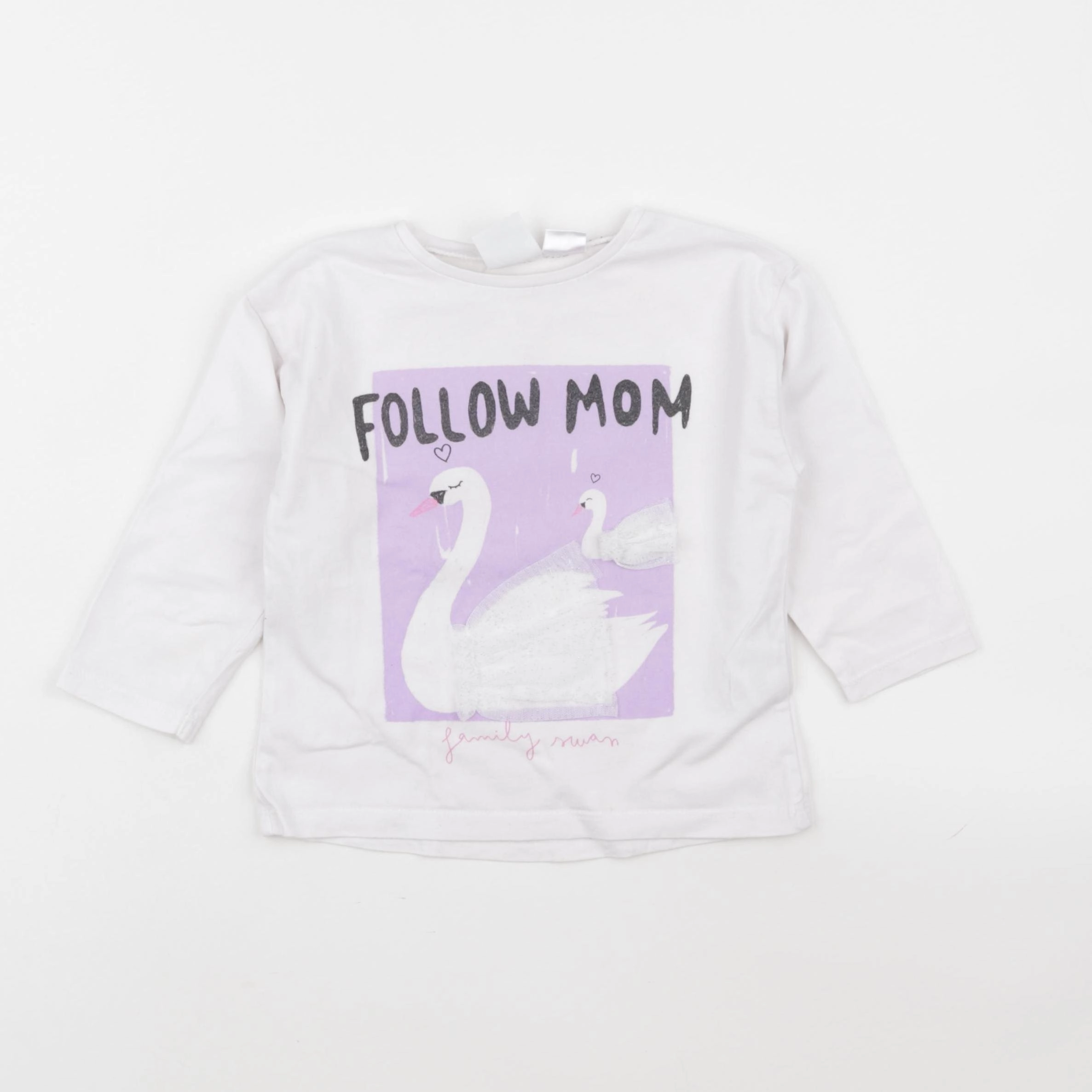 Zara - tee-shirt blanc, violet - 12/18 mois