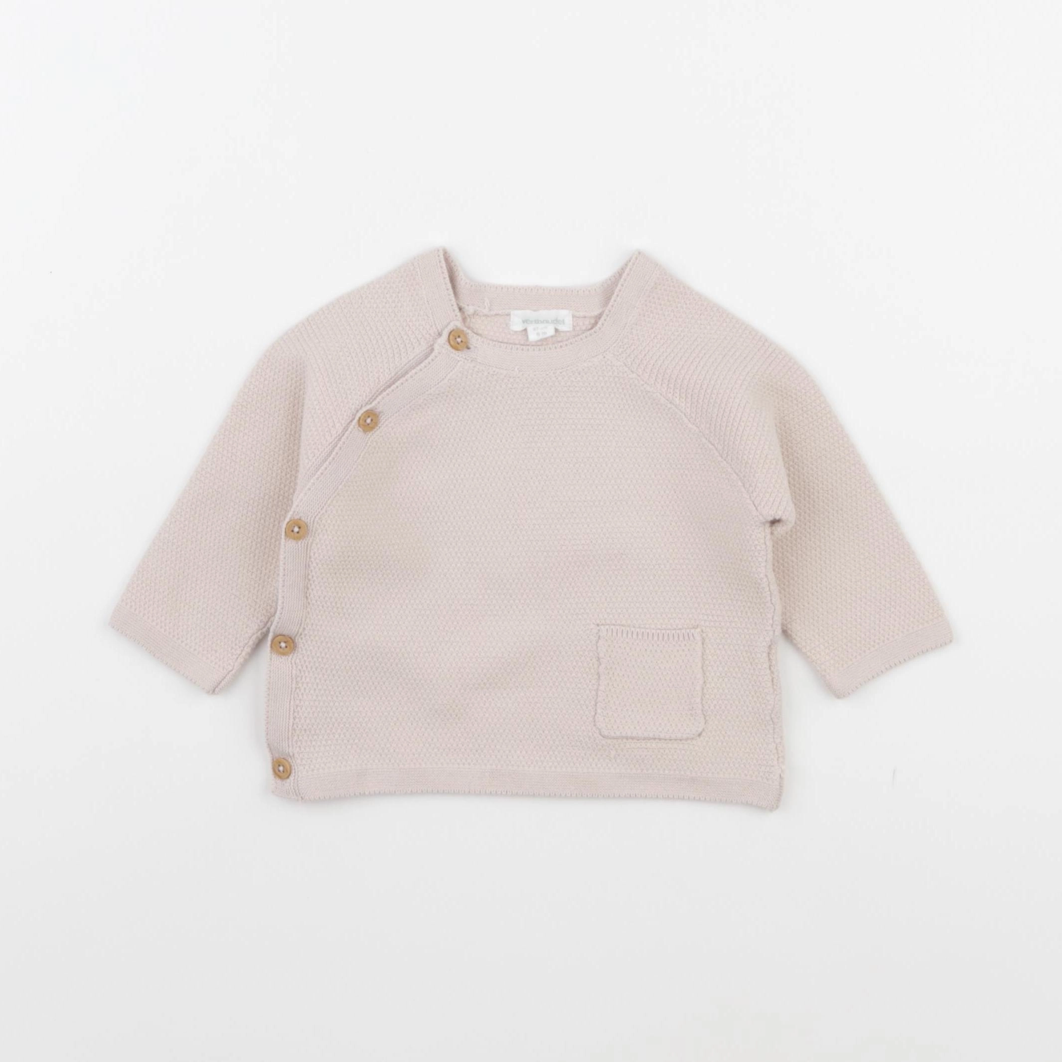 Vertbaudet - pull beige - 6 mois