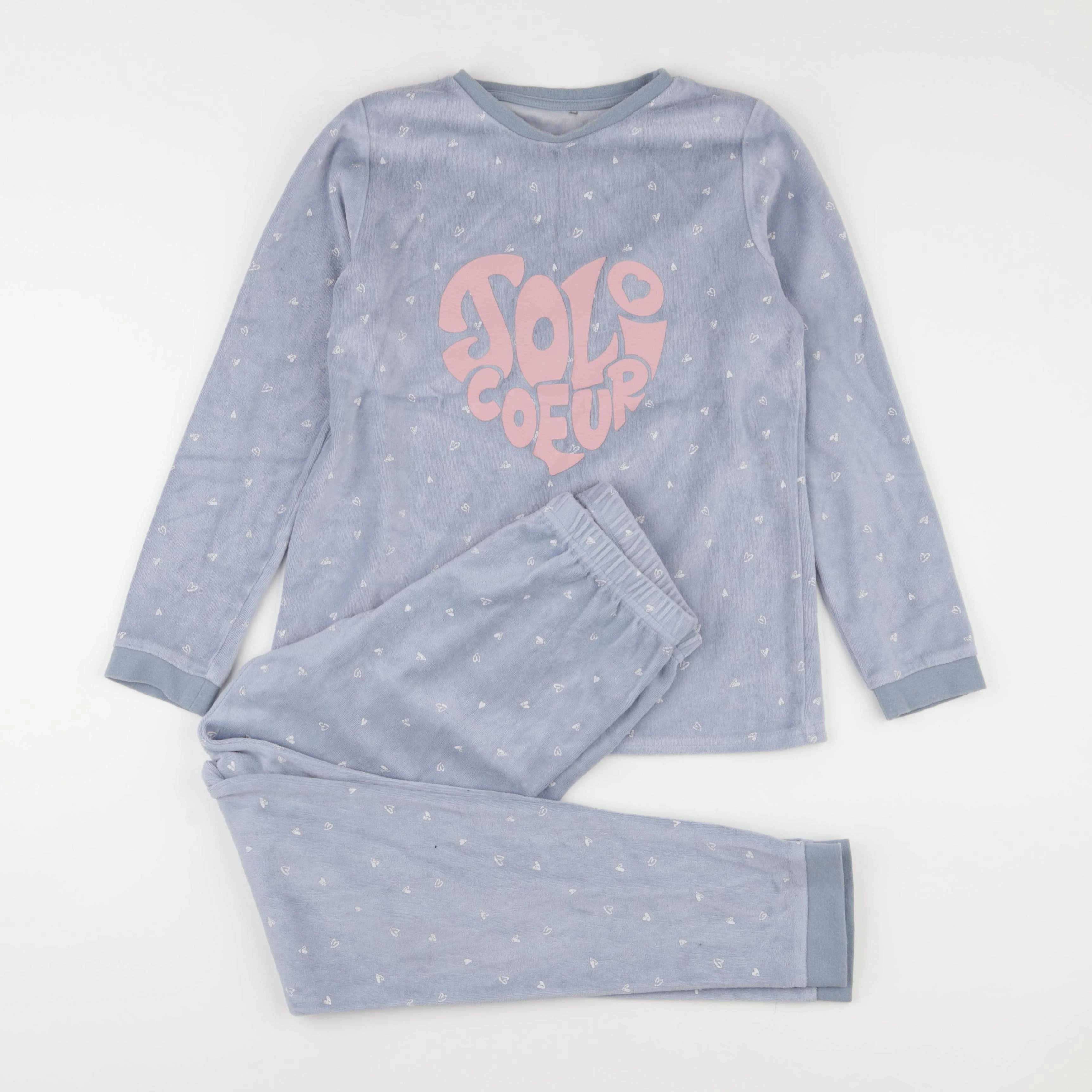 Vertbaudet - pyjama velours bleu - 11/12 ans