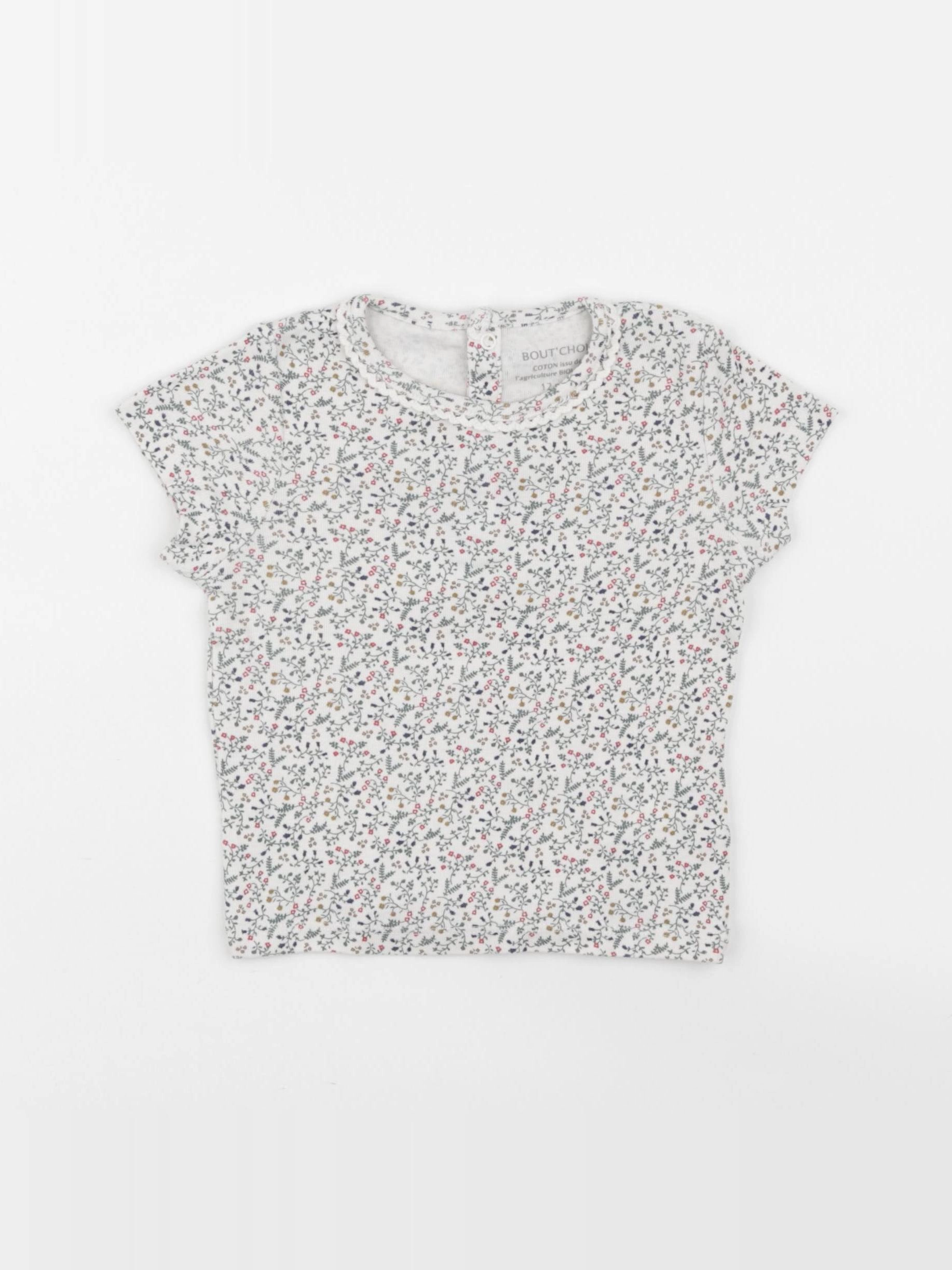 Boutchou - tee-shirt blanc, vert - 12 mois