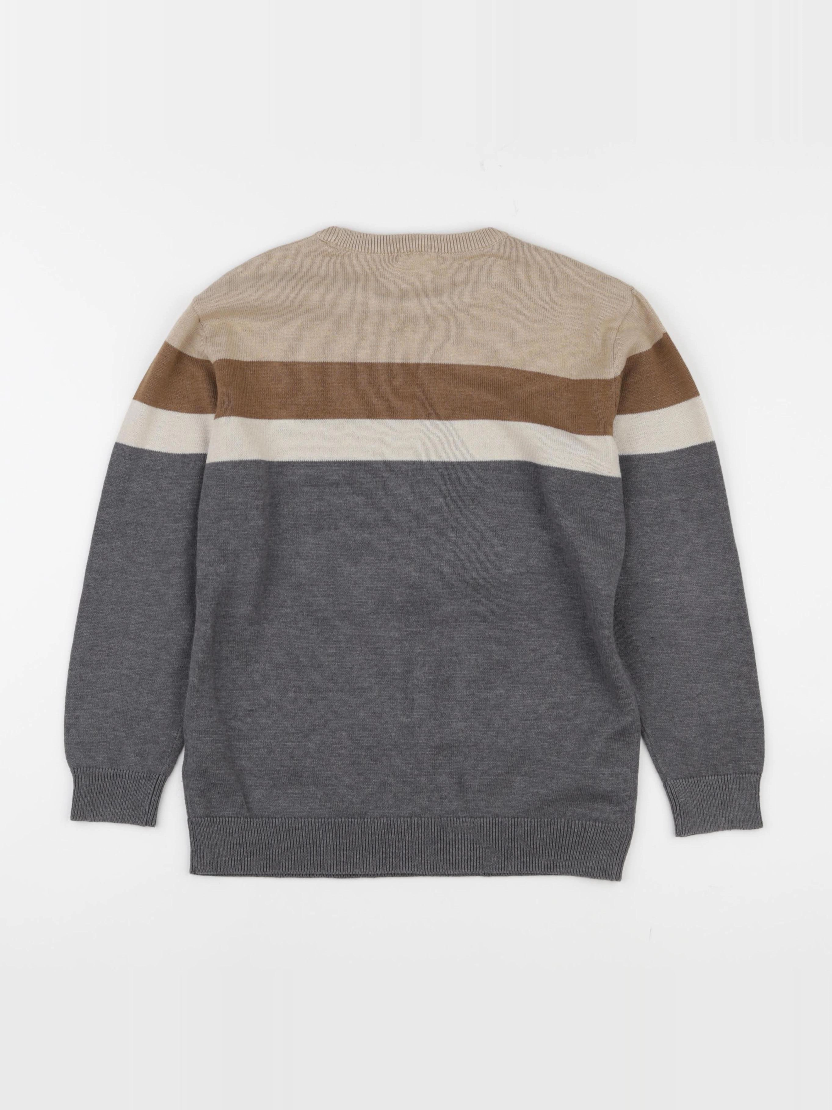 Vertbaudet - pull marron, gris - 10 ans