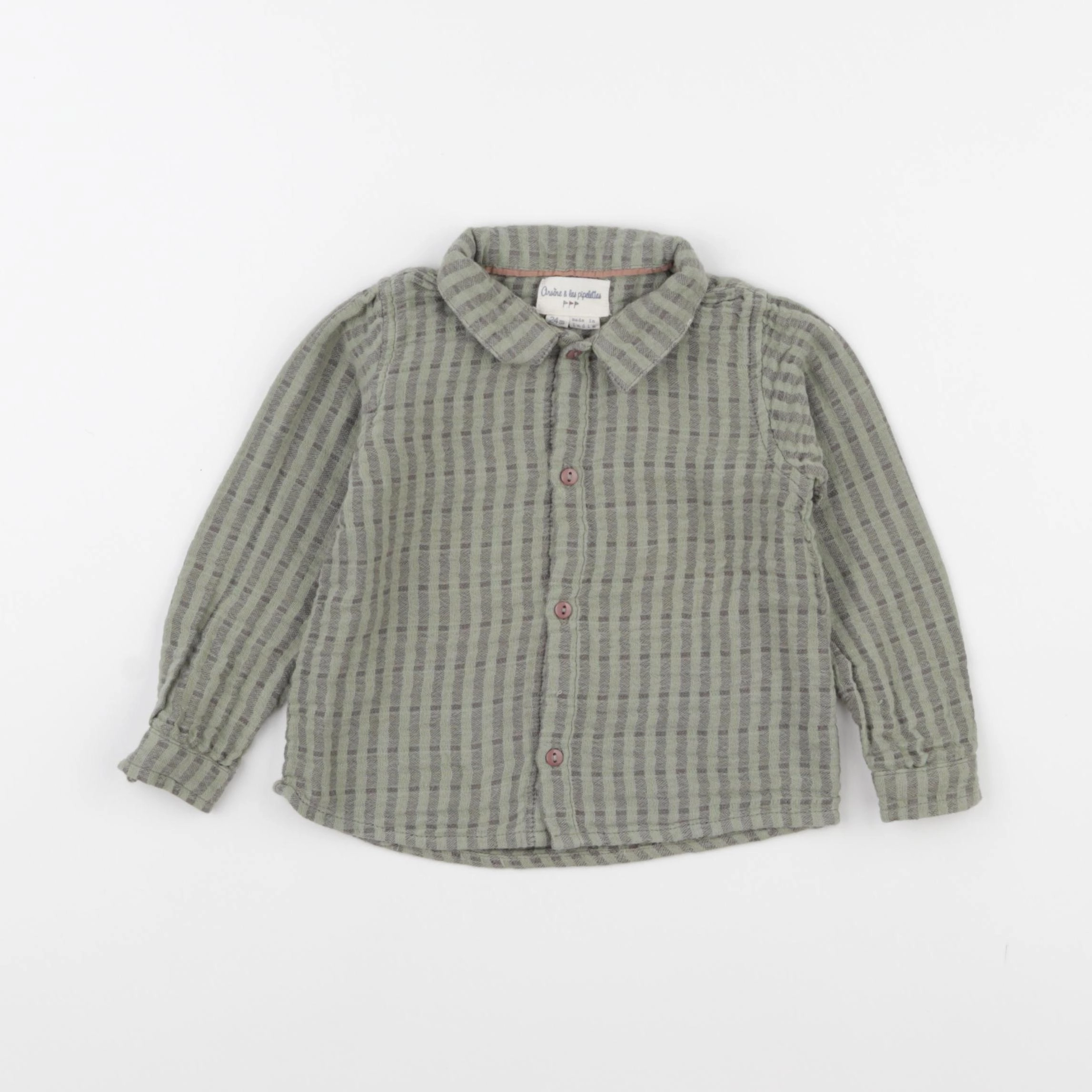 Arsène et les pipelettes - chemise vert - 24 mois